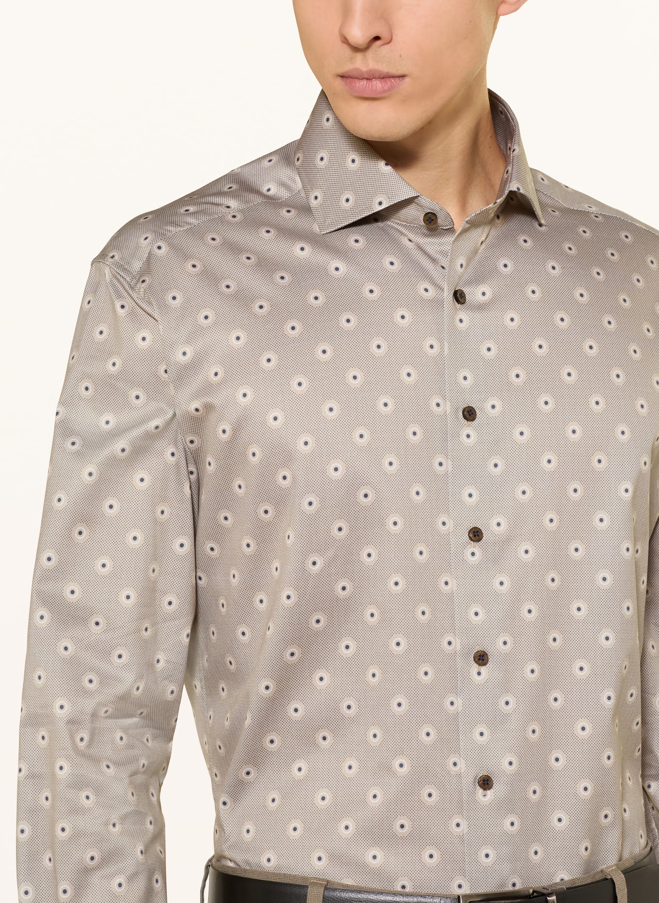 1863 by ETERNA Hemd Modern Fit: TAUPE / CREME / DUNKELBLAU