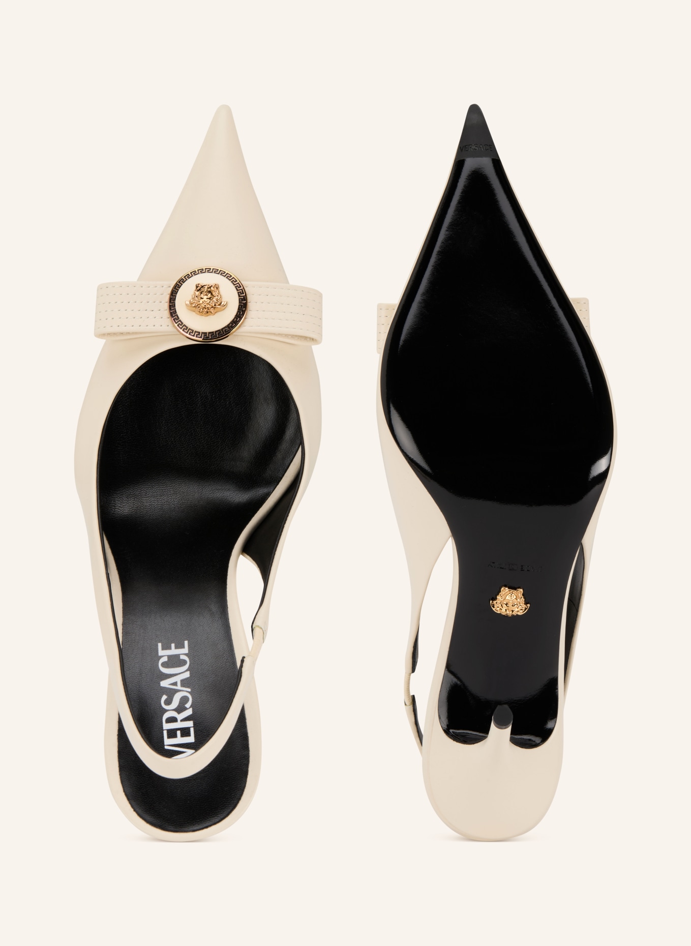 VERSACE Slingpumps: CREME / GOLD