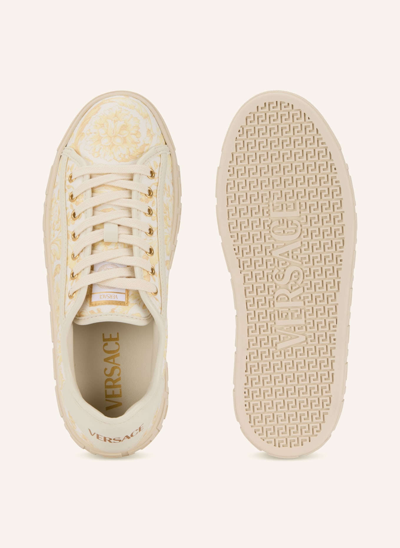 VERSACE Sneaker: BEIGE / HELLBRAUN / HELLGELB