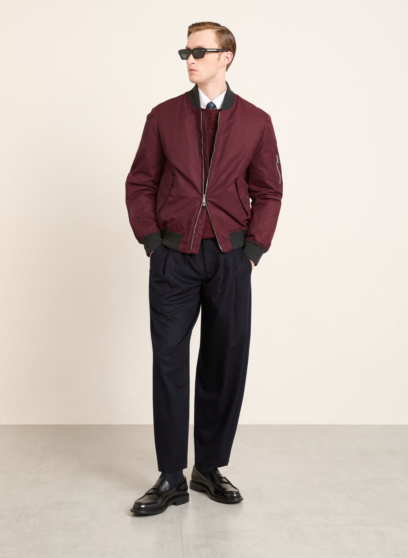 BRUNELLO CUCINELLI kurtka: CIEMNOCZERWONY / CZIEMNOSZARY