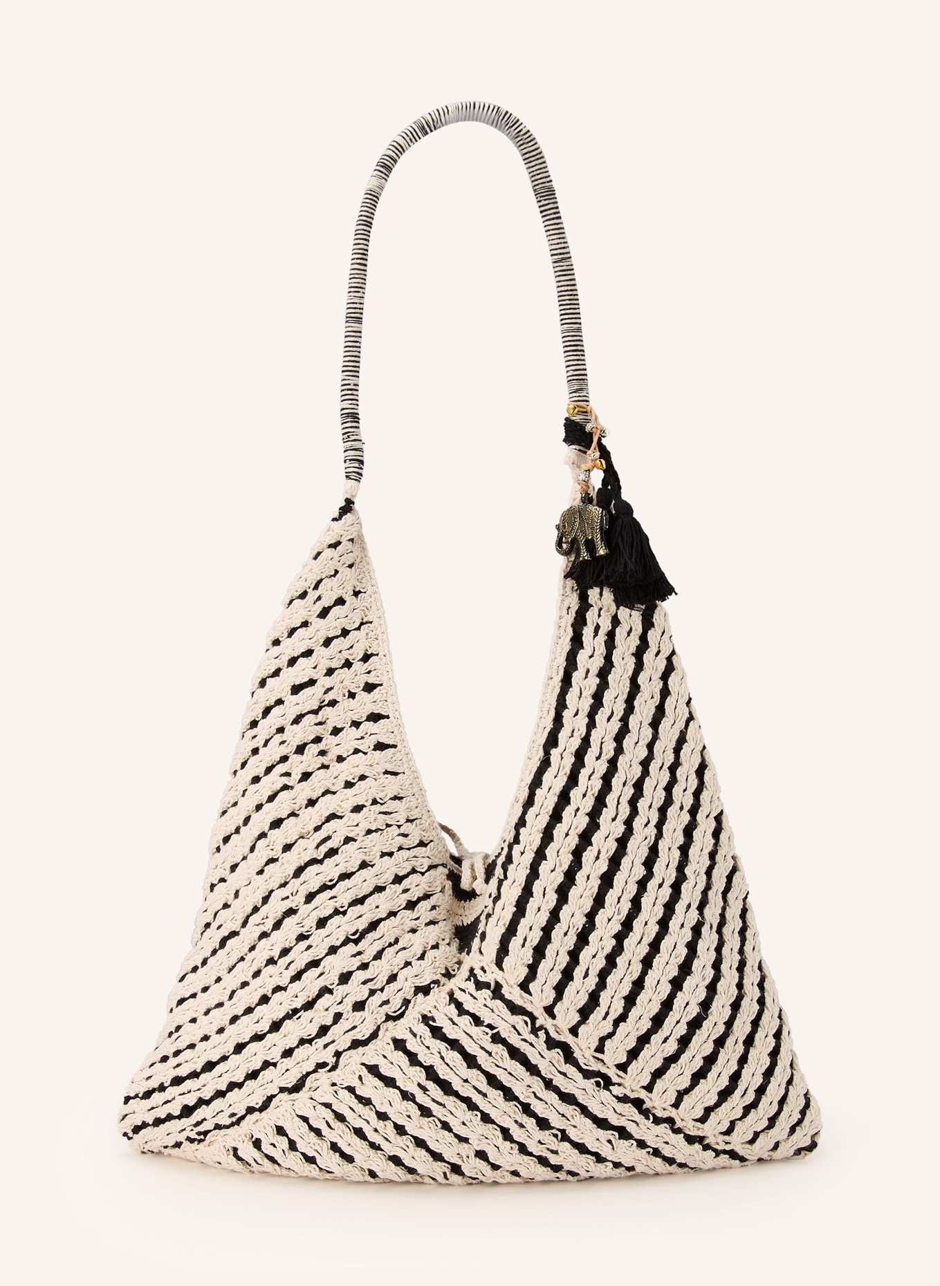 ANOKHI Schultertasche: CREME / SCHWARZ