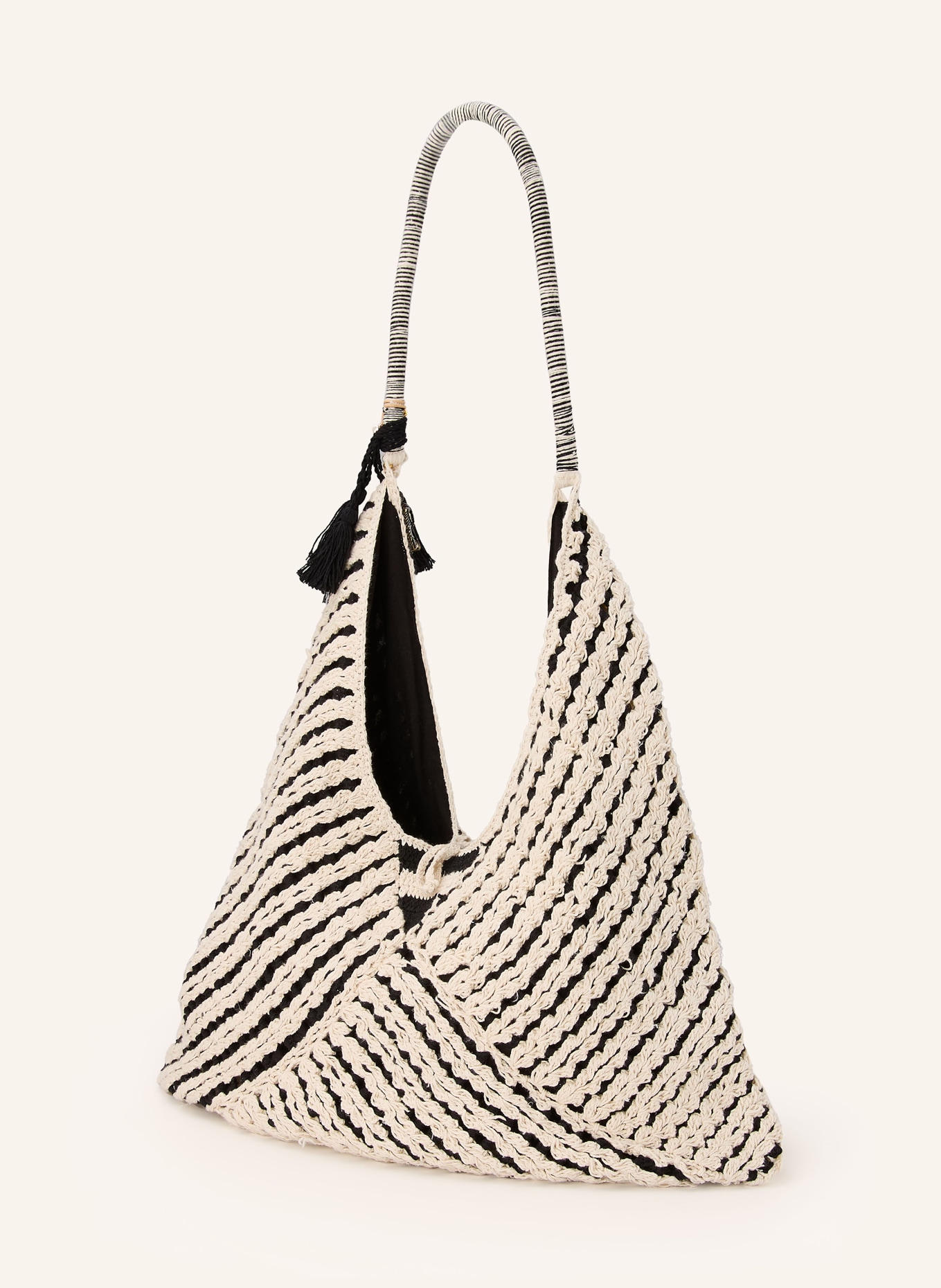 ANOKHI Schultertasche: CREME / SCHWARZ