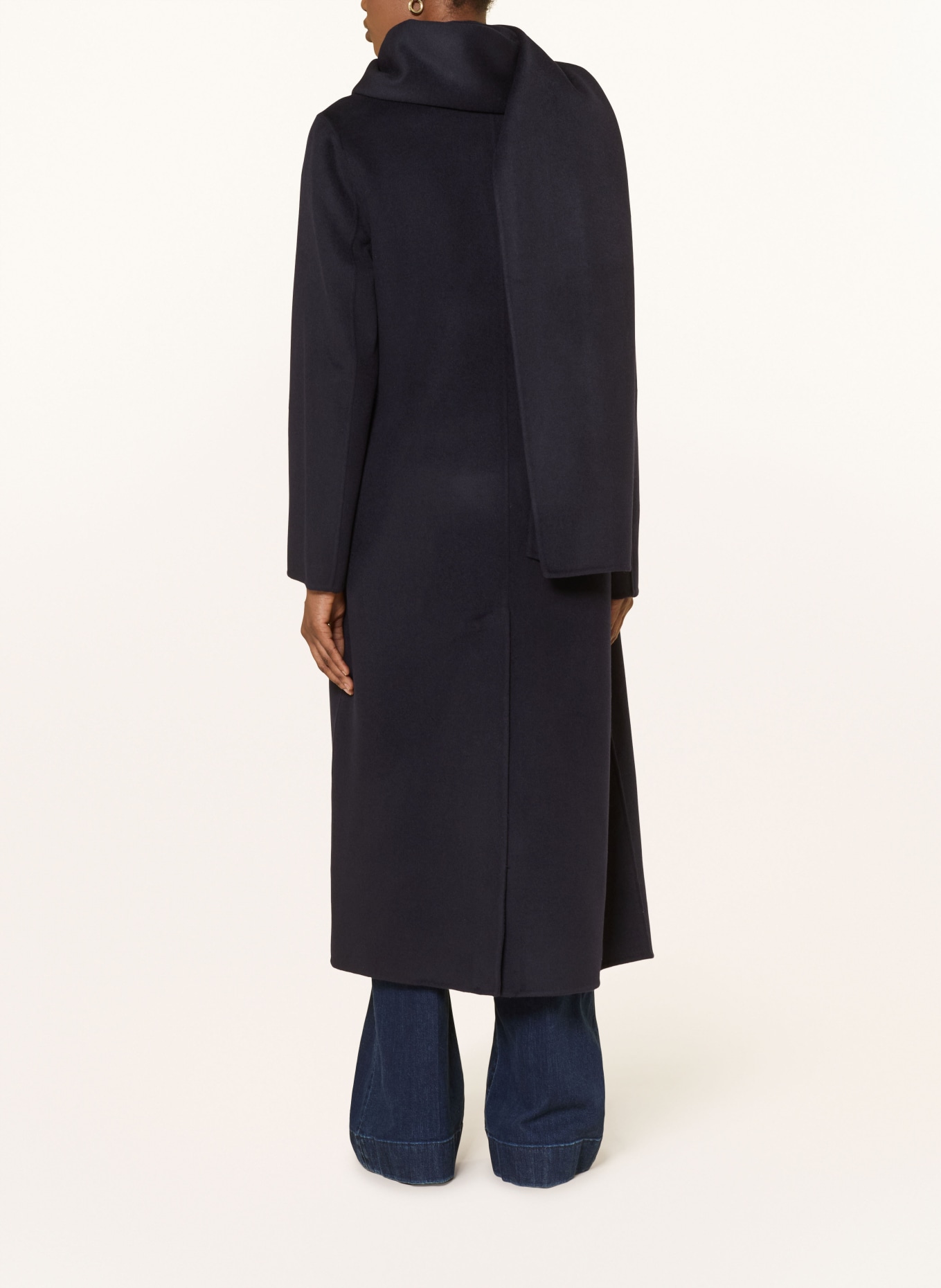 REISS INDIRA blazer coat with attached scarf: DARK BLUE