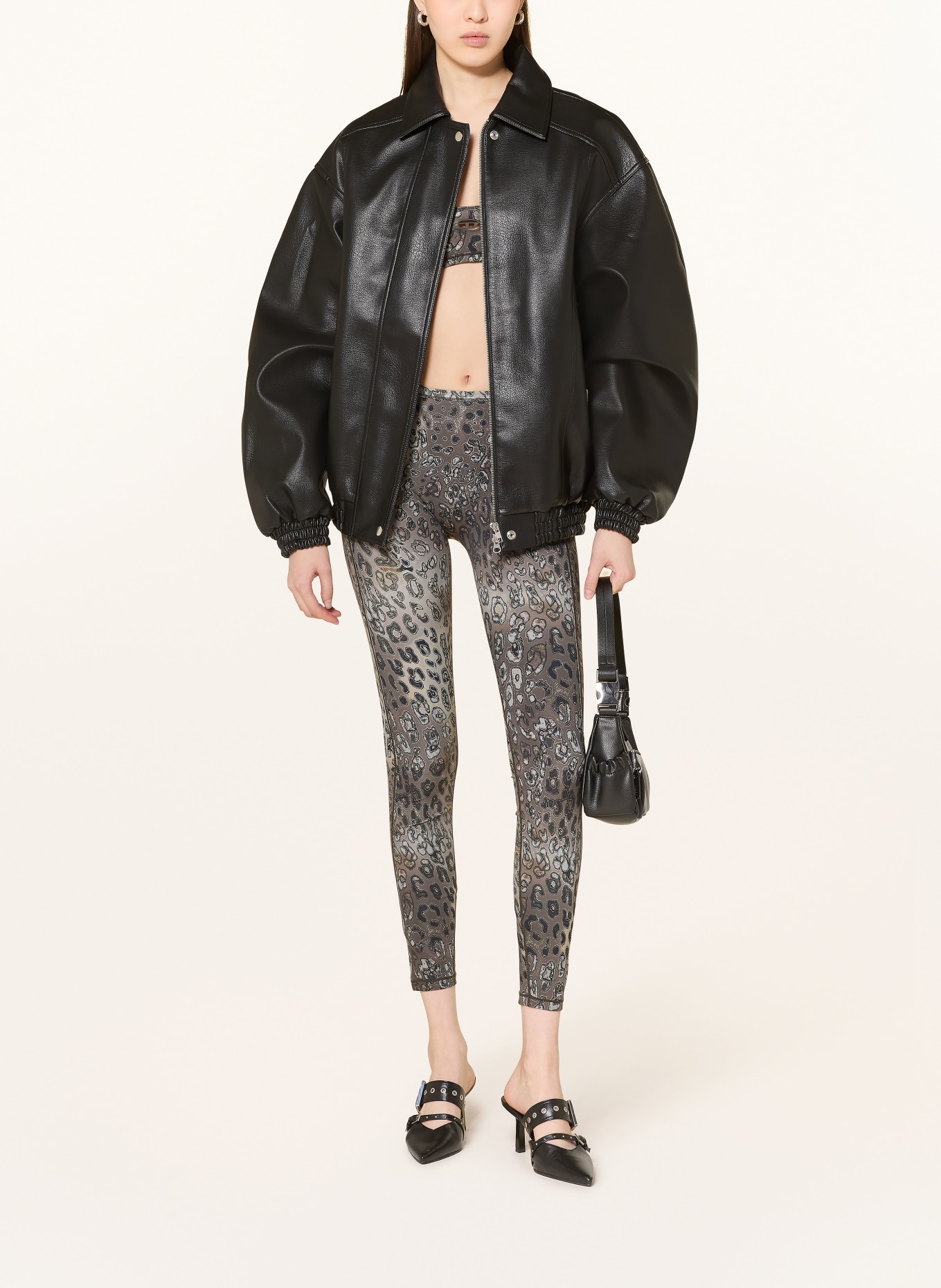 DIESEL Biustonosz sportowy: SZAROBRĄZOWY / SZARY / CZARNY