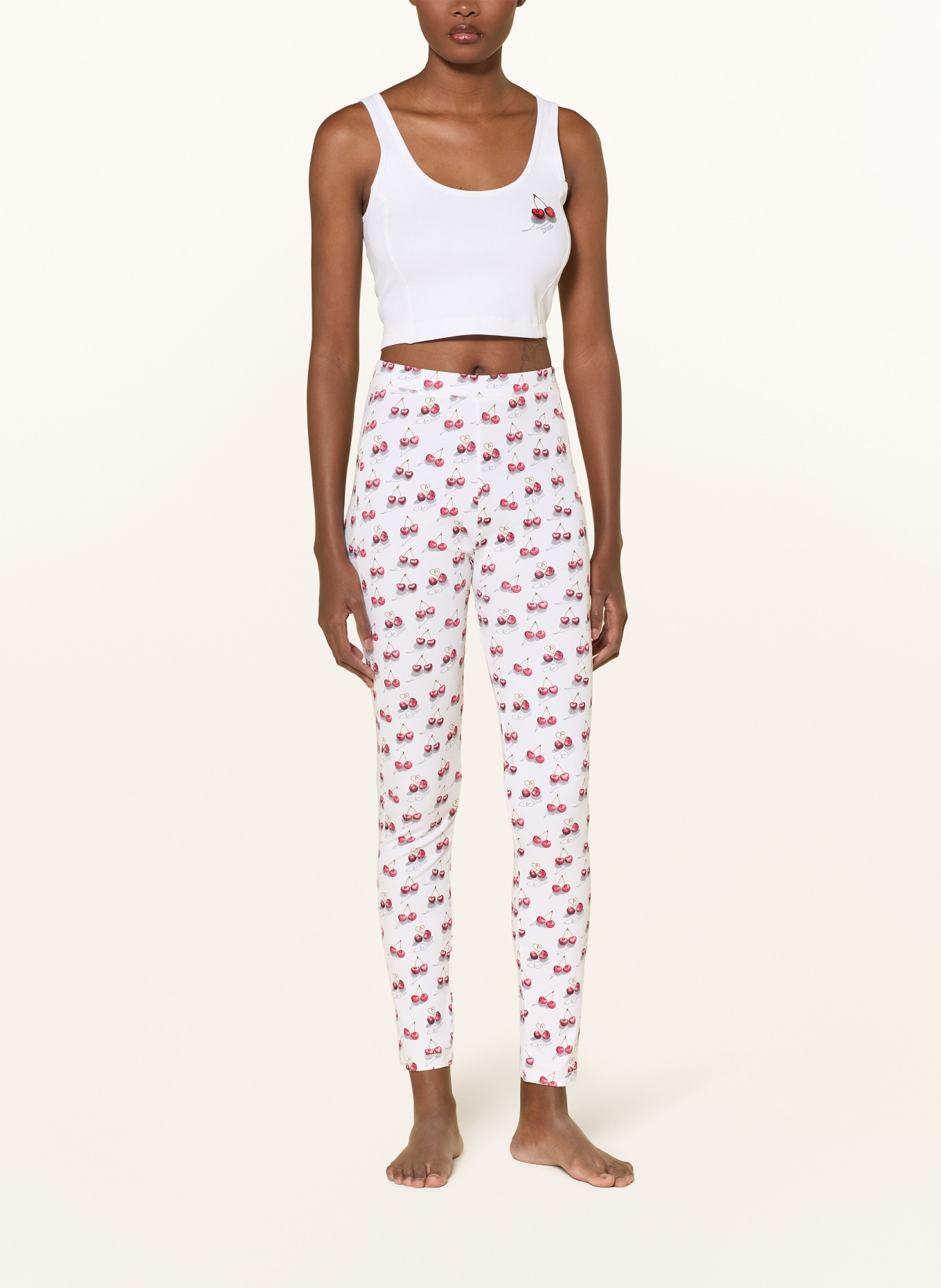 DIESEL Pyžamo ABIGAIL: BÍLÁ / SVĚTLE ŠEDÁ / ČERVENÁ