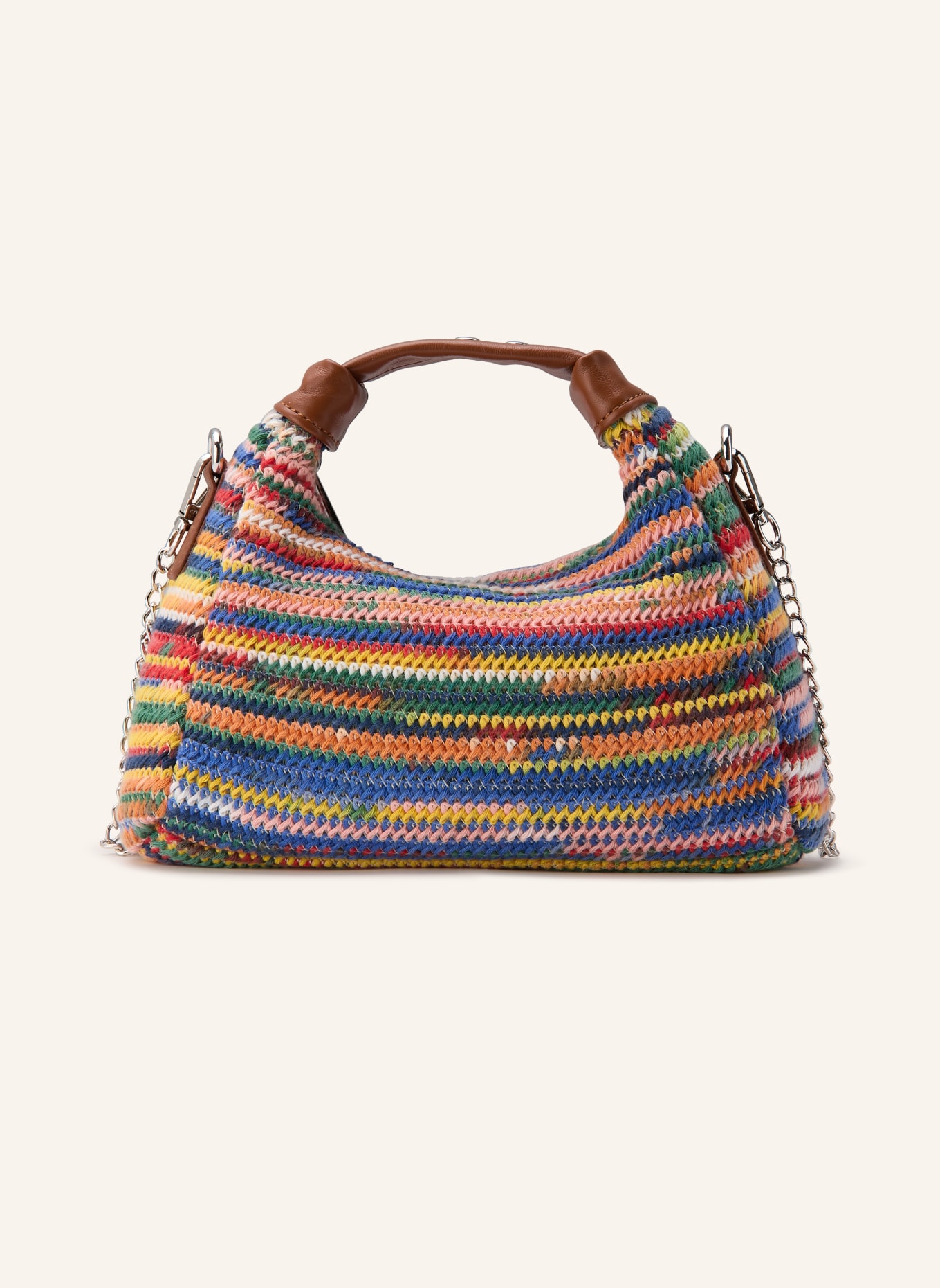 NÚNOO MINI DANDY SMALL shoulder bag with studs: BROWN / RED / BLUE