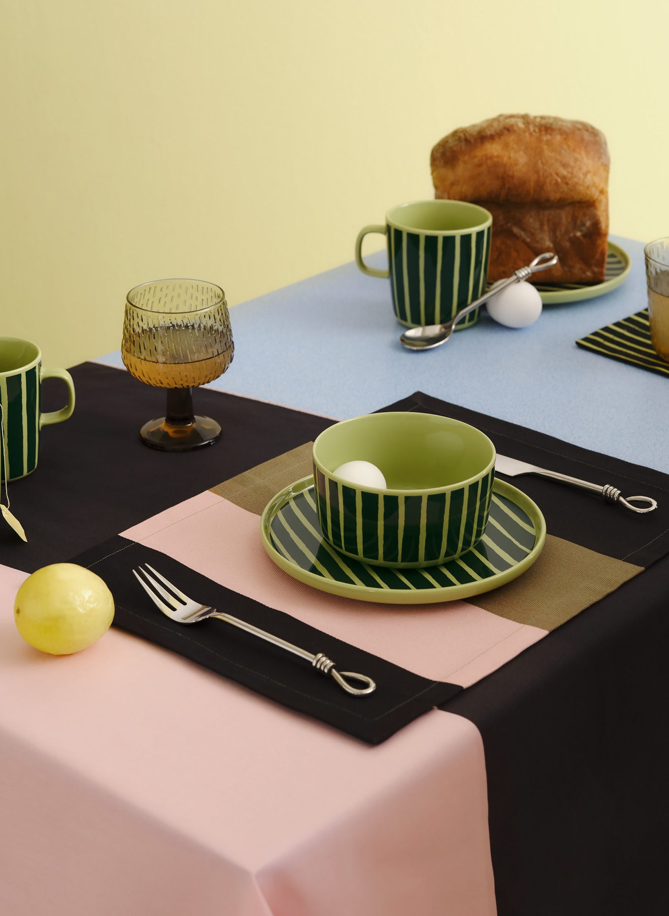 marimekko 4er-Tischset HENNIKA: ROSÉ / TAUPE / SCHWARZ