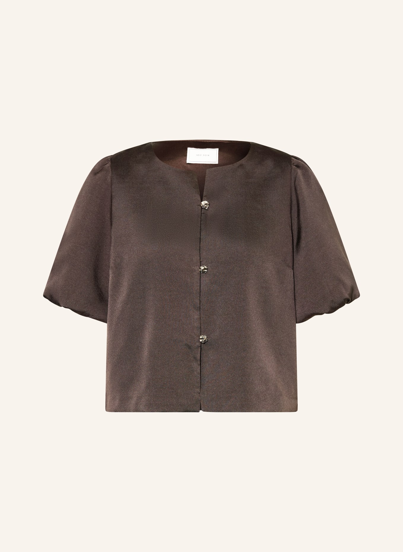 NEO NOIR Satinová halenka AISA: TMAVĚ HNĚDÁ