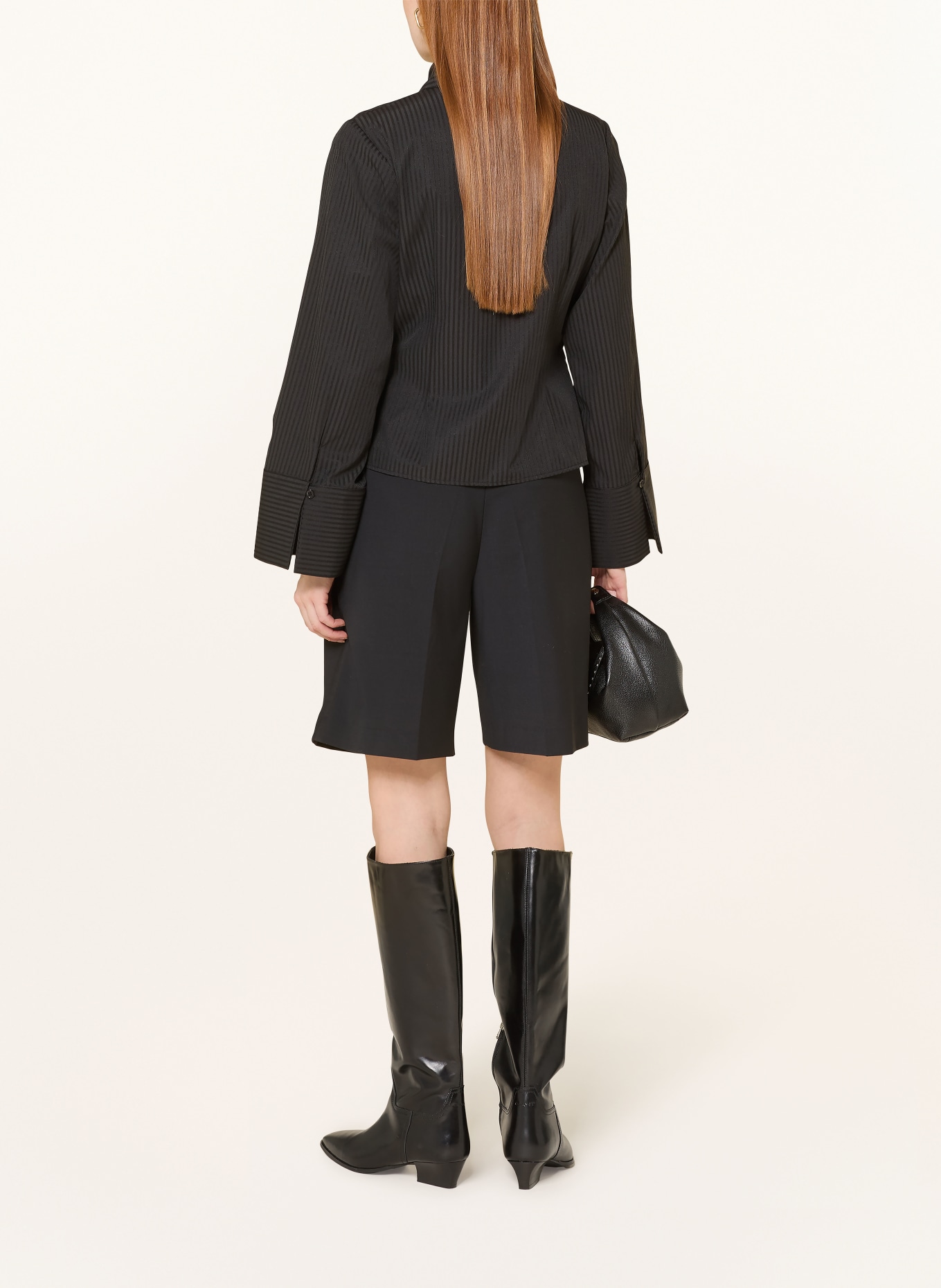 NEO NOIR Hemdbluse FENLI in Wickeloptik: SCHWARZ