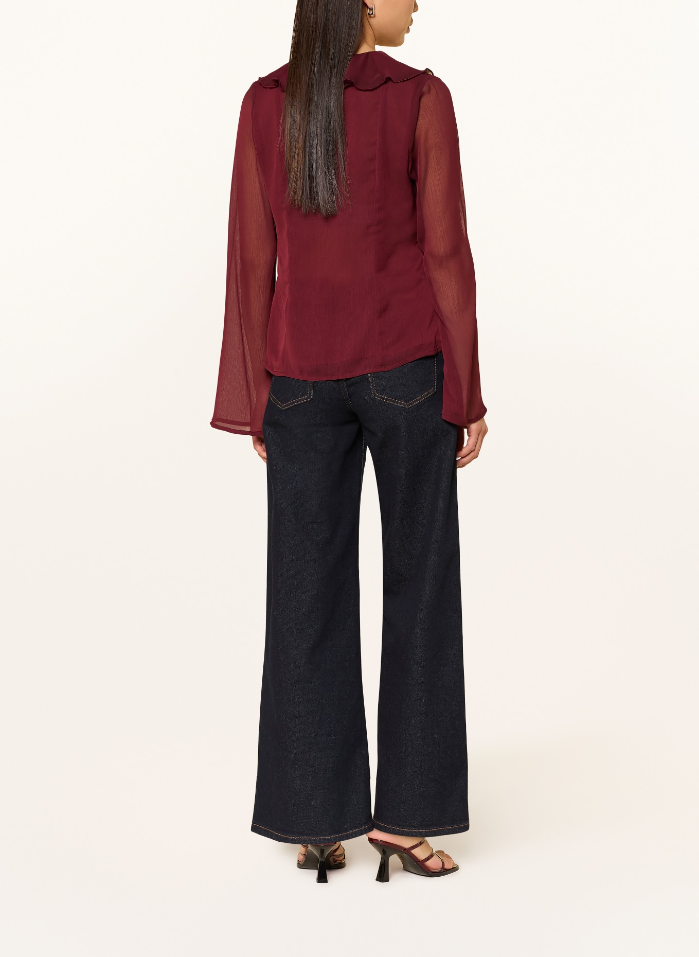 NEO NOIR Blouse VALAPPA met volants: DONKERROOD