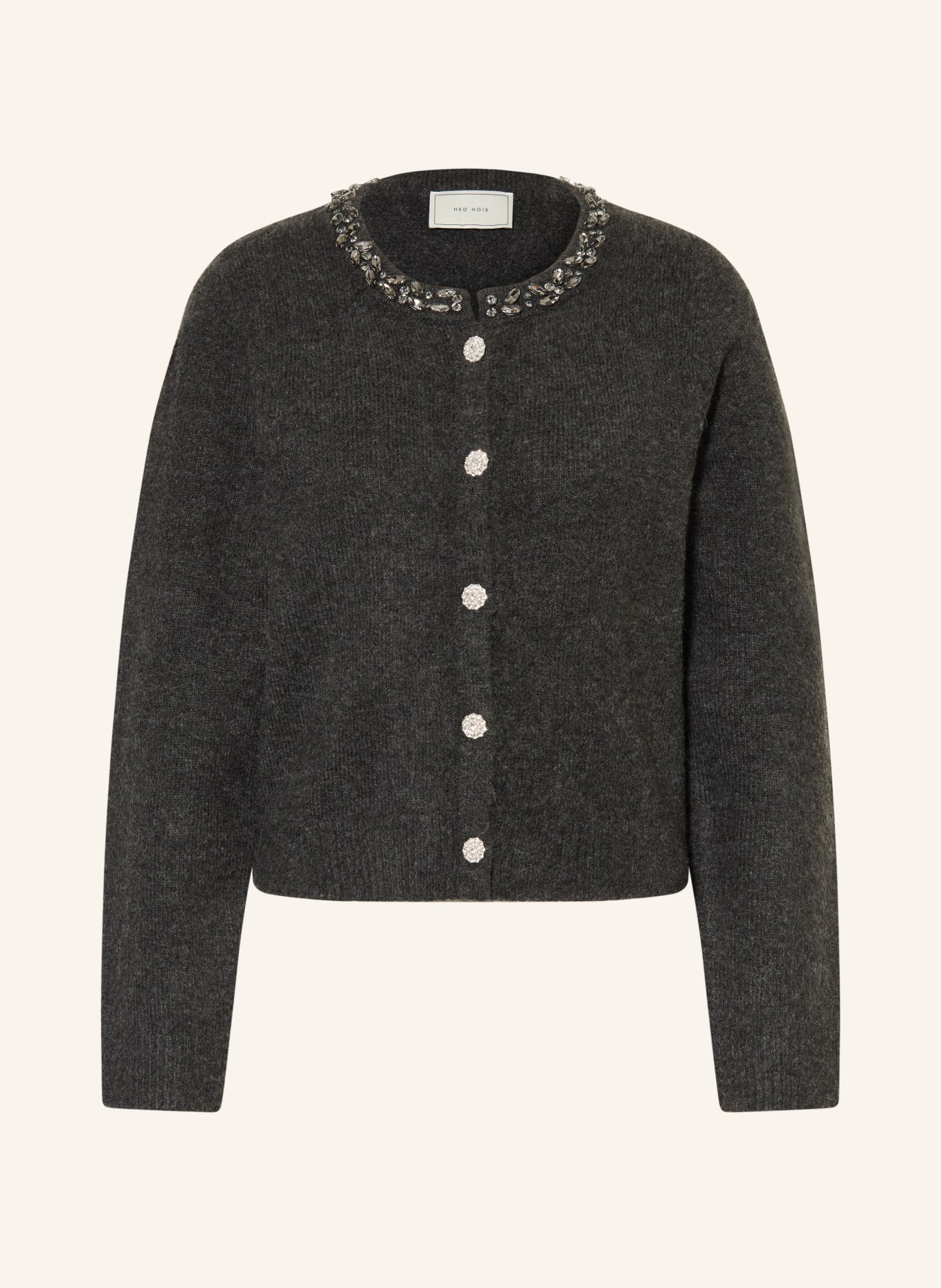 NEO NOIR MARIE cardigan with gemstones: DARK GRAY