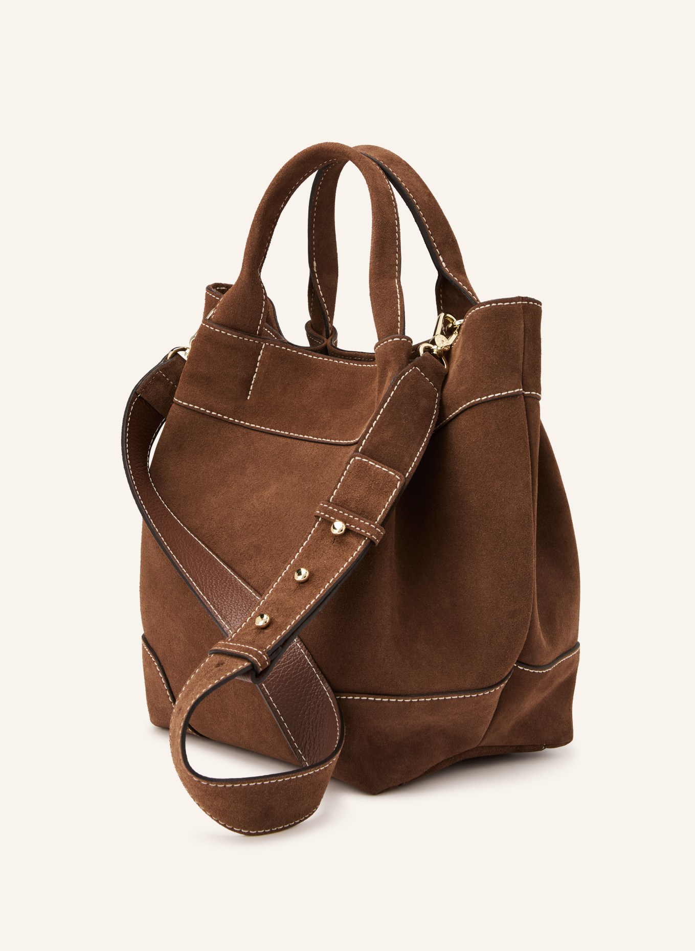 abro ESSENTIAL MEDIUM handbag: BROWN / GOLD