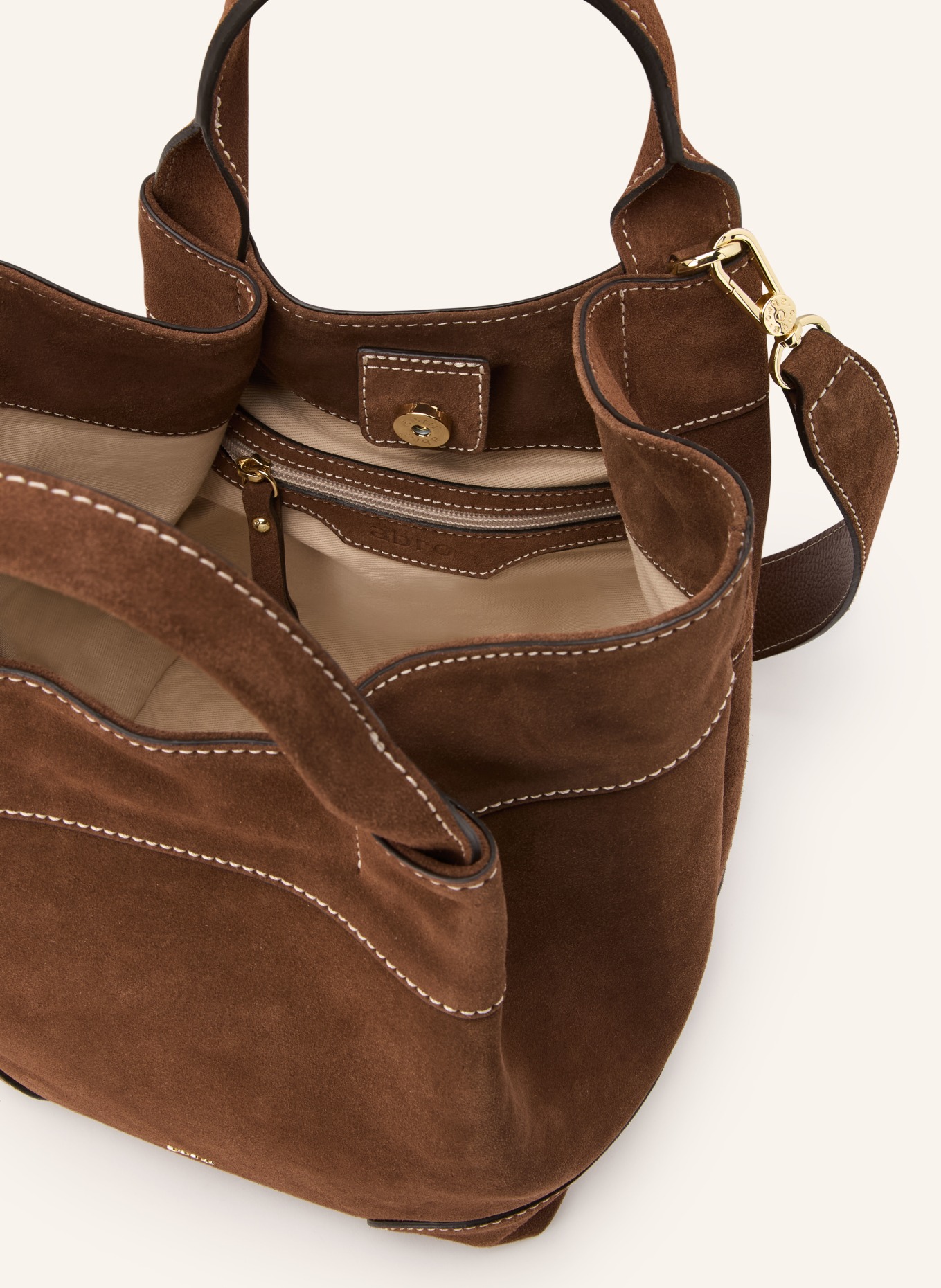 abro ESSENTIAL MEDIUM handbag: BROWN / GOLD