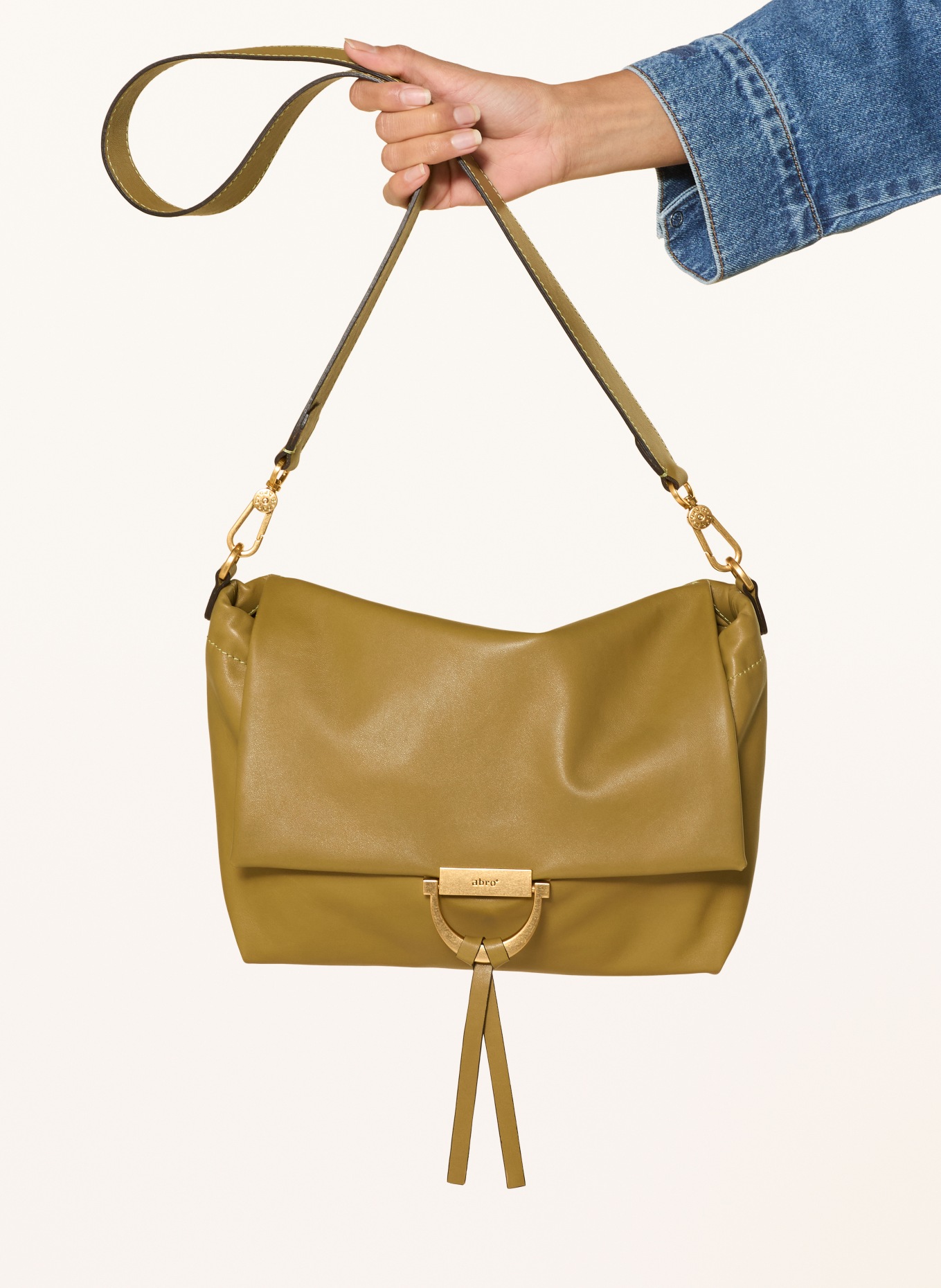 abro Torba na ramię TEMI MEDIUM: OLIWKOWY / ZŁOTY