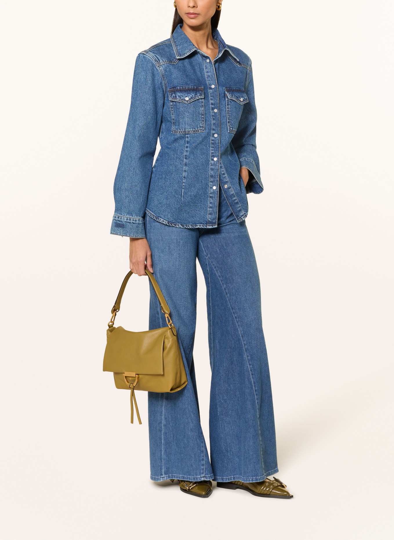 abro Torba na ramię TEMI MEDIUM: OLIWKOWY / ZŁOTY