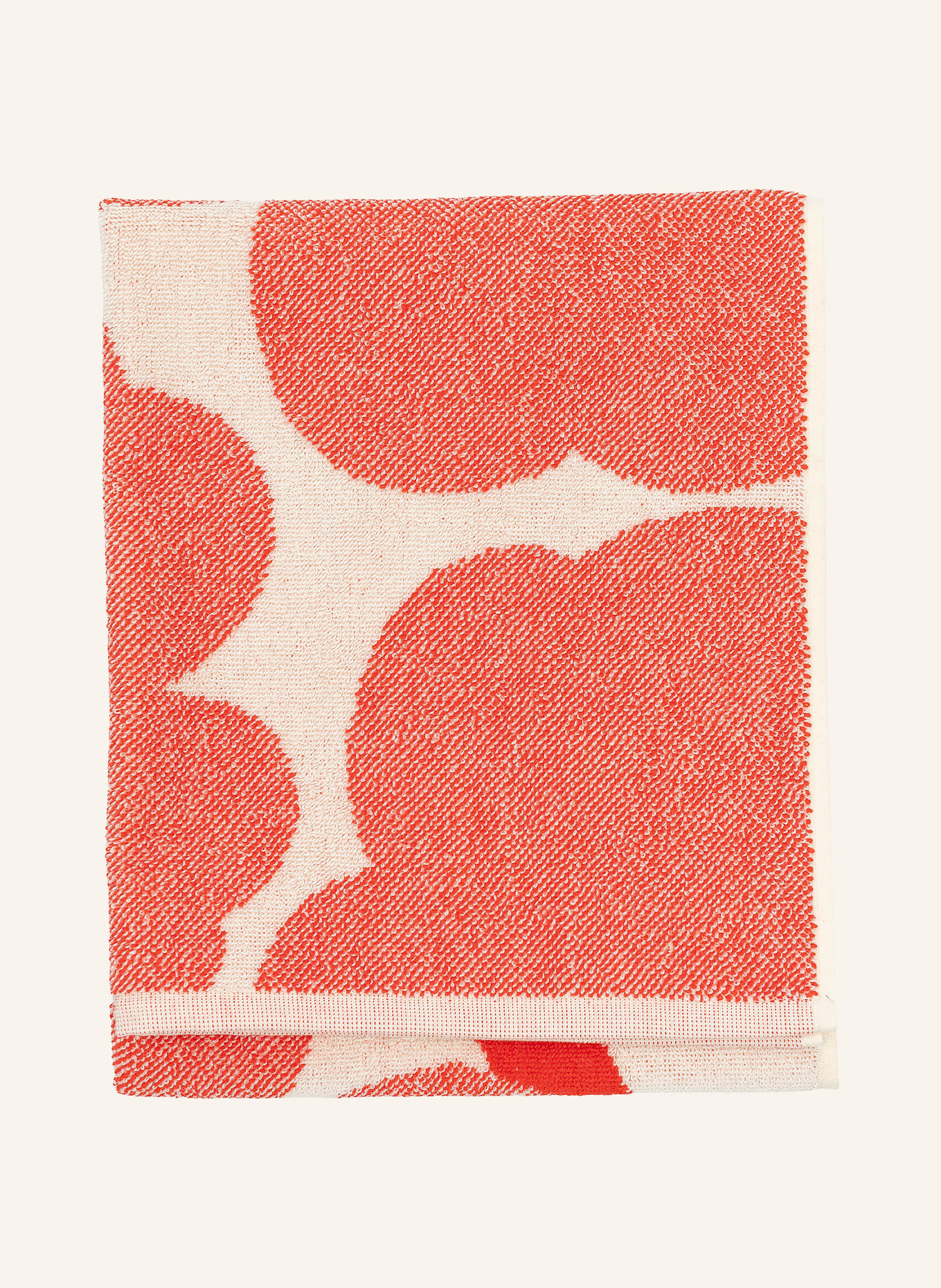 marimekko Ručník UNIKKO: KRÉMOVÁ / SVĚTLE ČERVENÁ