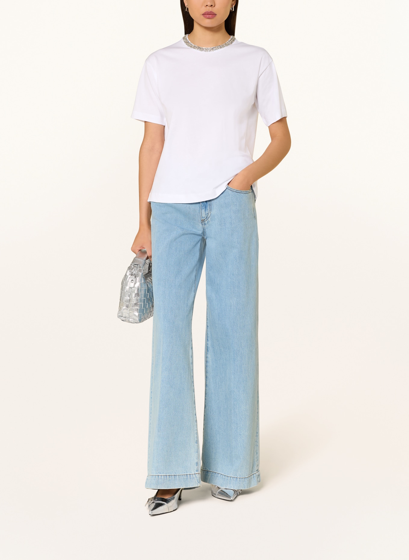 JOOP! T-shirt with gemstones: WHITE