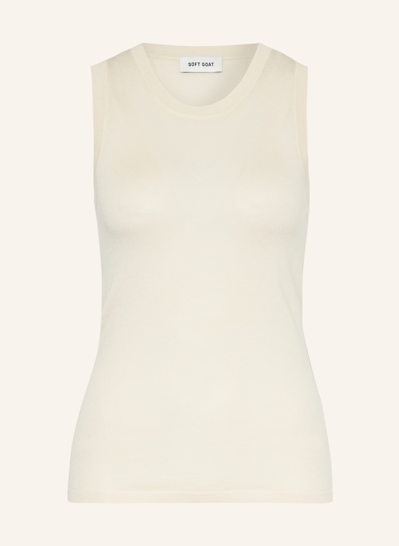 SOFT GOAT Dzianinowy top z jedwabiu z dodatkiem kaszmiru: BEŻOWY