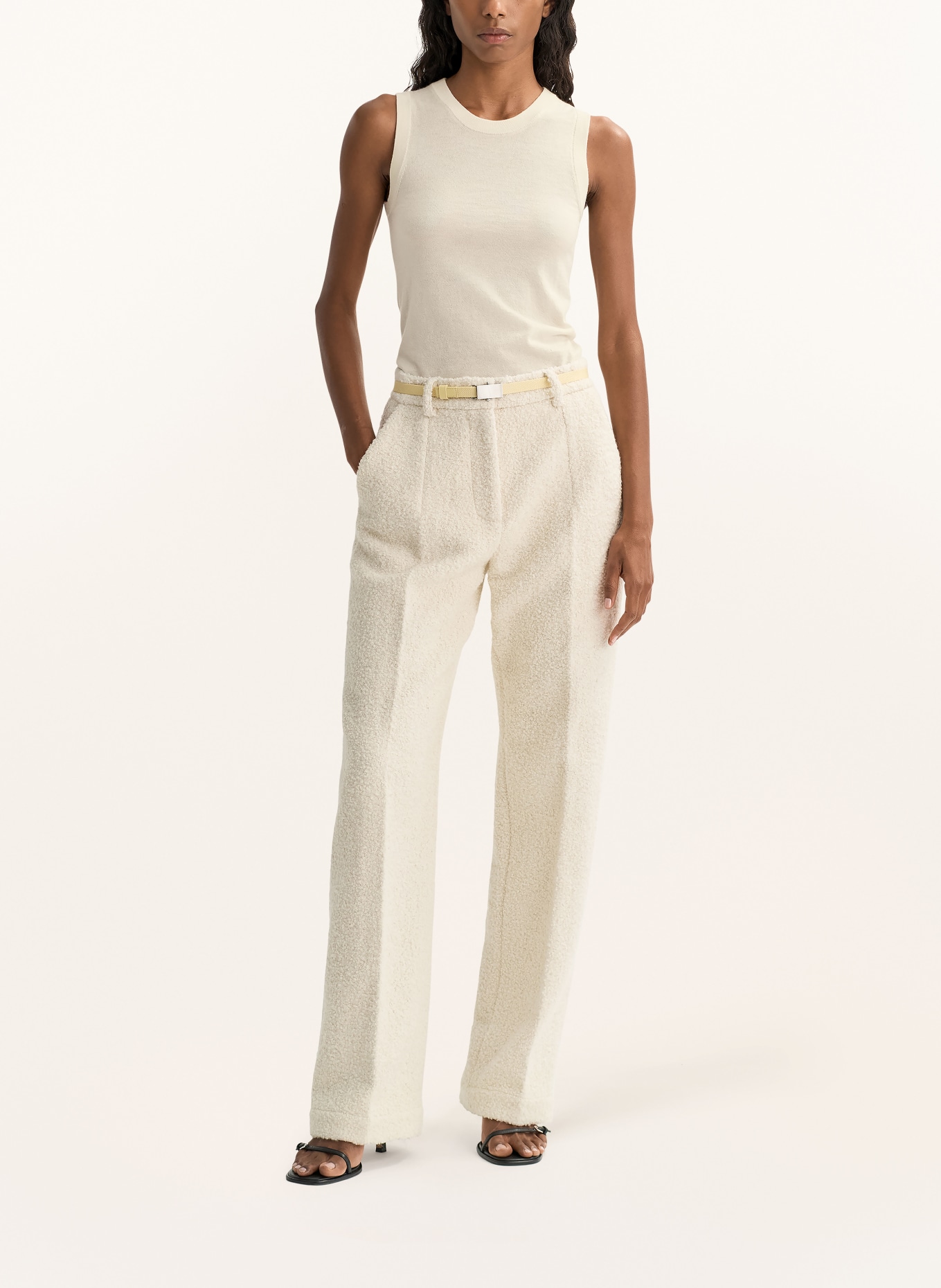 SOFT GOAT Dzianinowy top z jedwabiu z dodatkiem kaszmiru: BEŻOWY