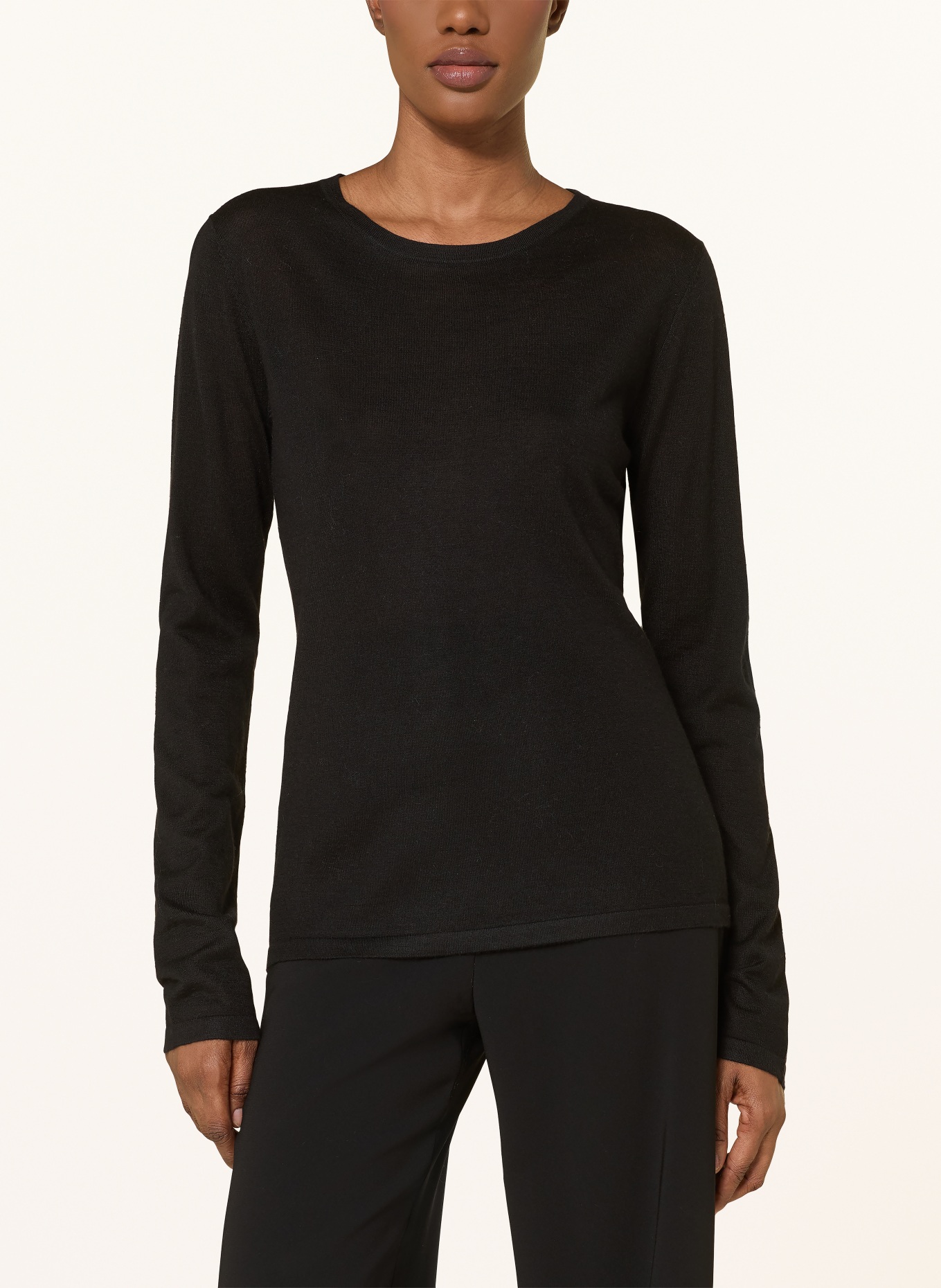 SOFT GOAT Silk sweater with cashmere: BLACK