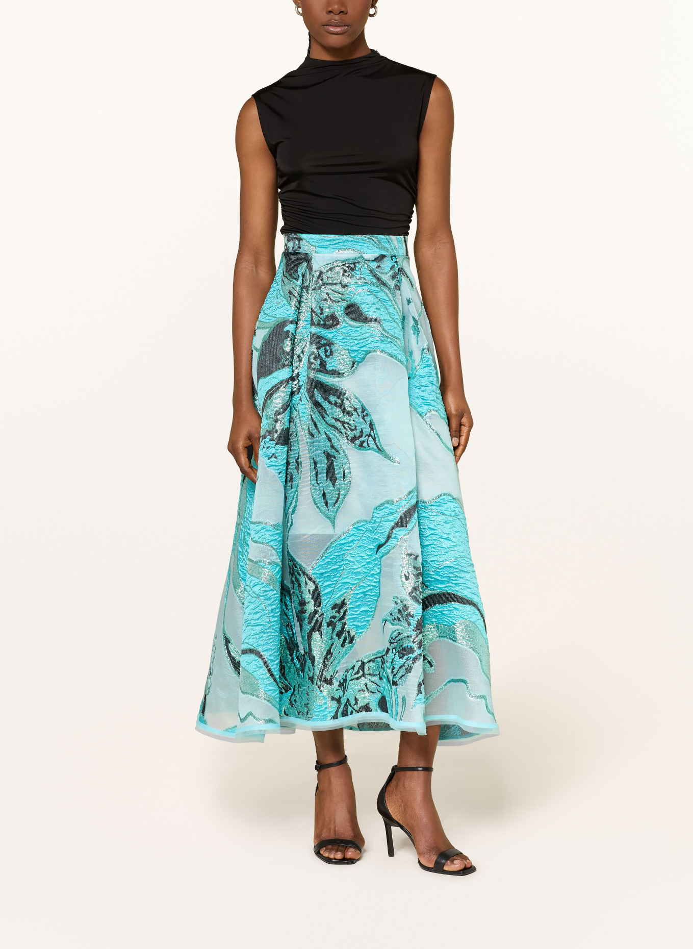 TALBOT RUNHOF jacquard skirt: TURQUOISE / BLACK