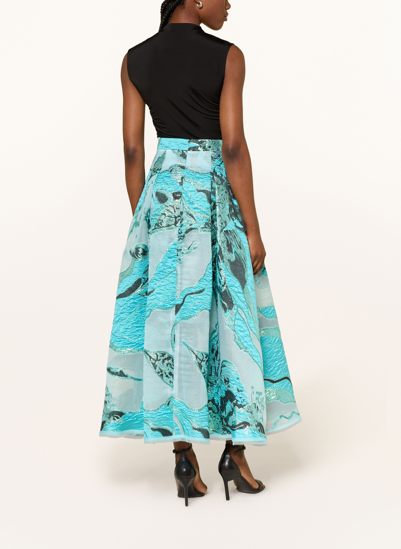 TALBOT RUNHOF jacquard skirt: TURQUOISE / BLACK