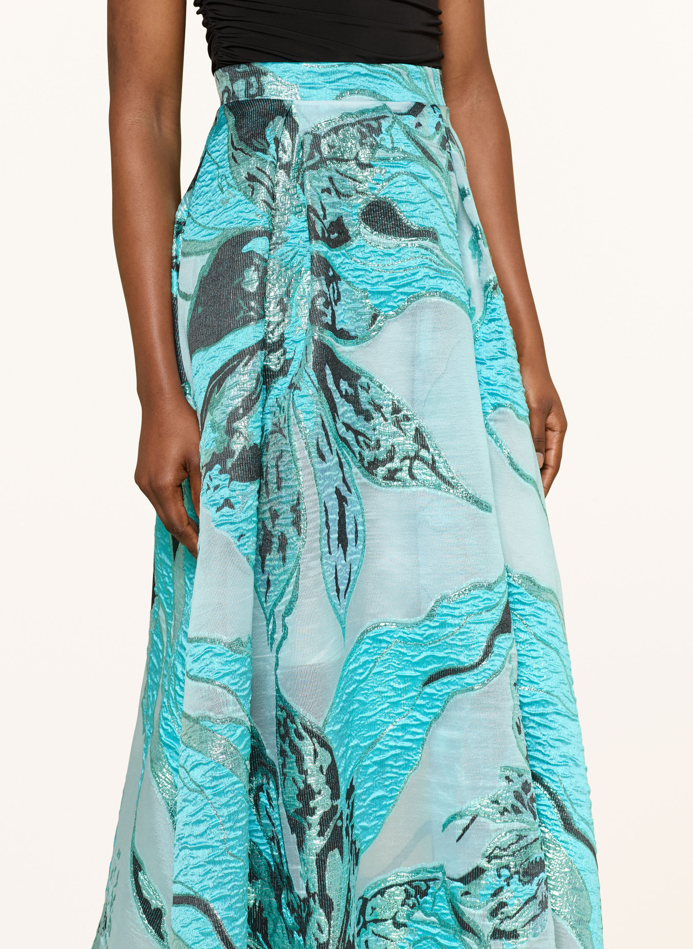 TALBOT RUNHOF jacquard skirt: TURQUOISE / BLACK