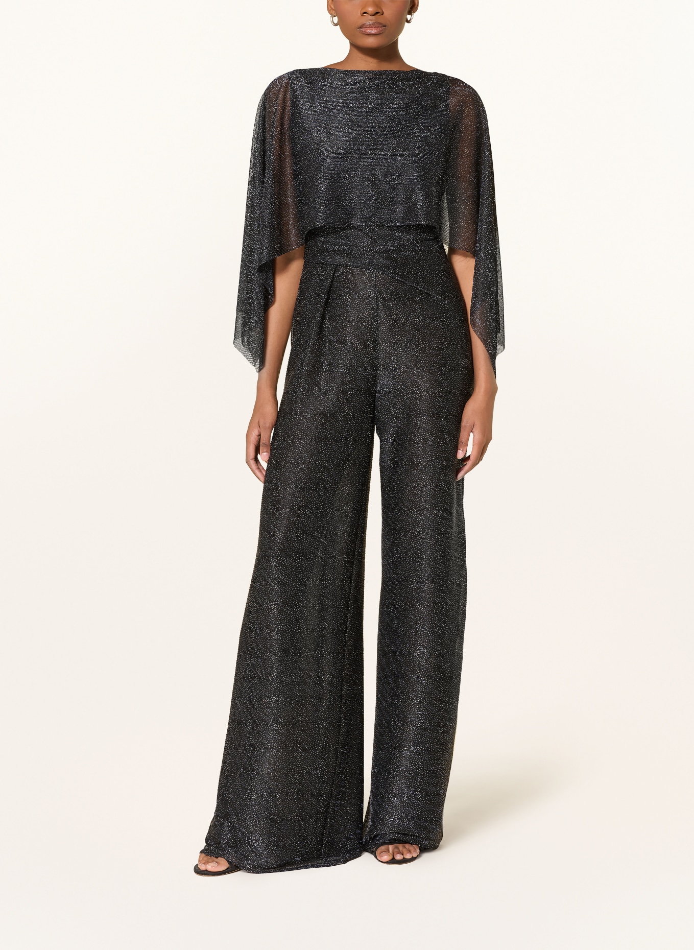 TALBOT RUNHOF Stole with glitter yarn: DARK BLUE / SILVER