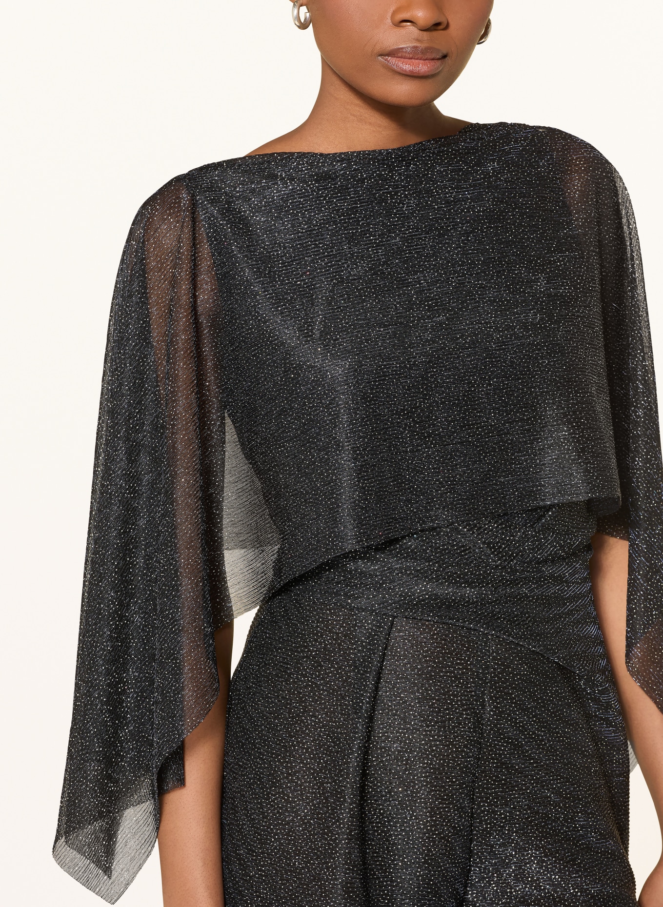 TALBOT RUNHOF Stole with glitter yarn: DARK BLUE / SILVER