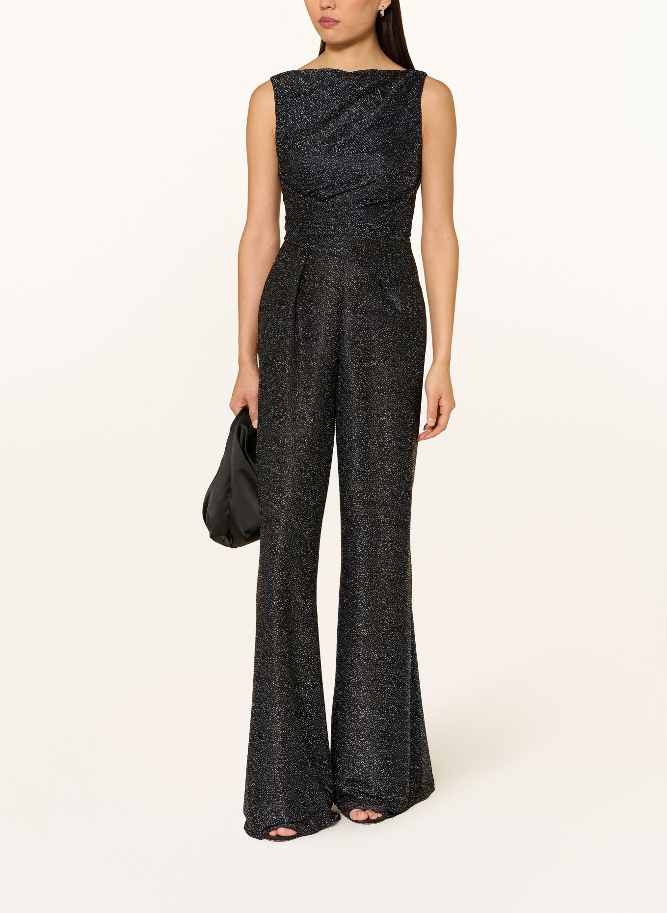 TALBOT RUNHOF Jumpsuit with glitter thread: BLACK