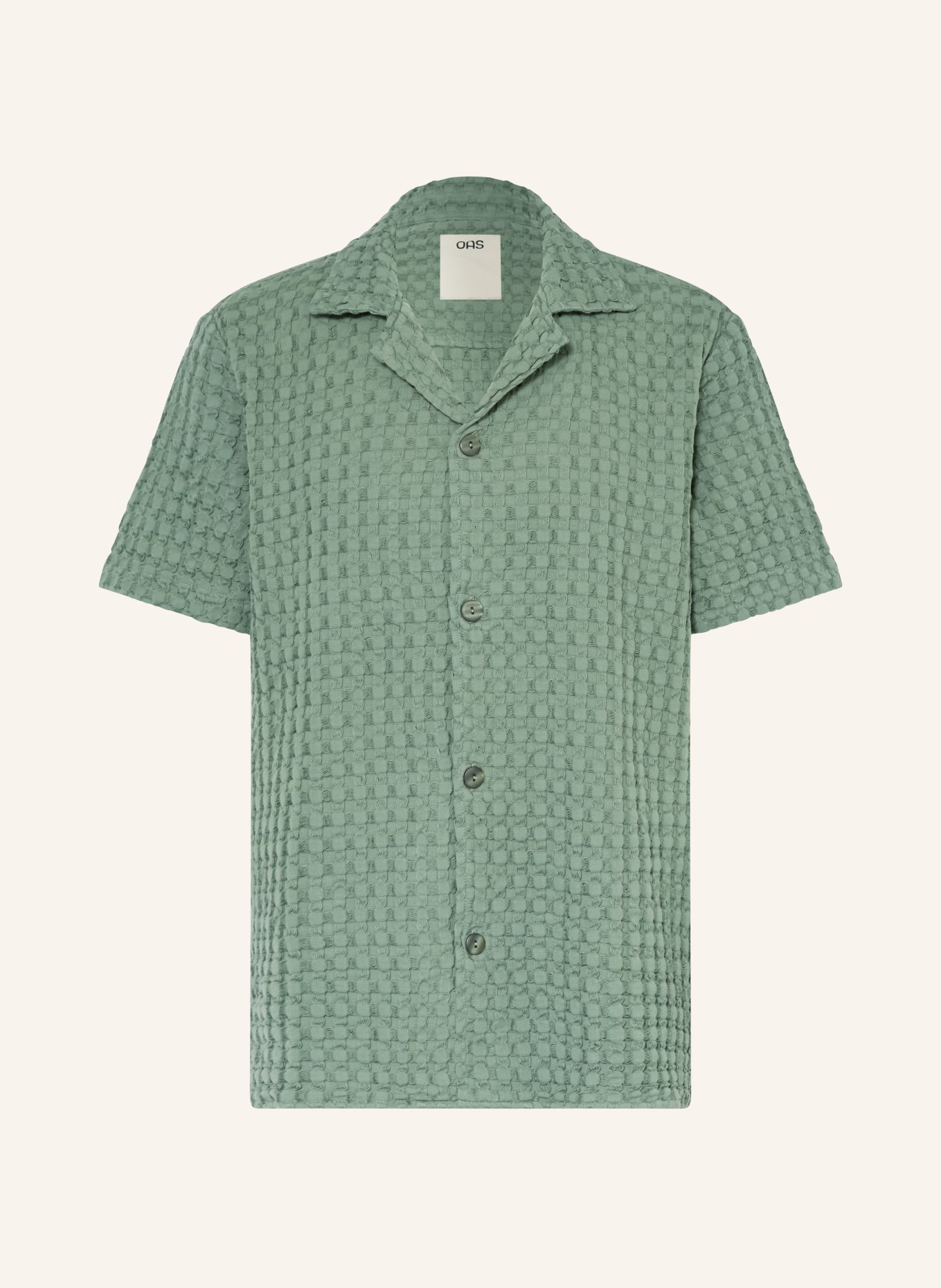 OAS Resorthemd WAFFLE CUBA Comfort Fit: GRÜN