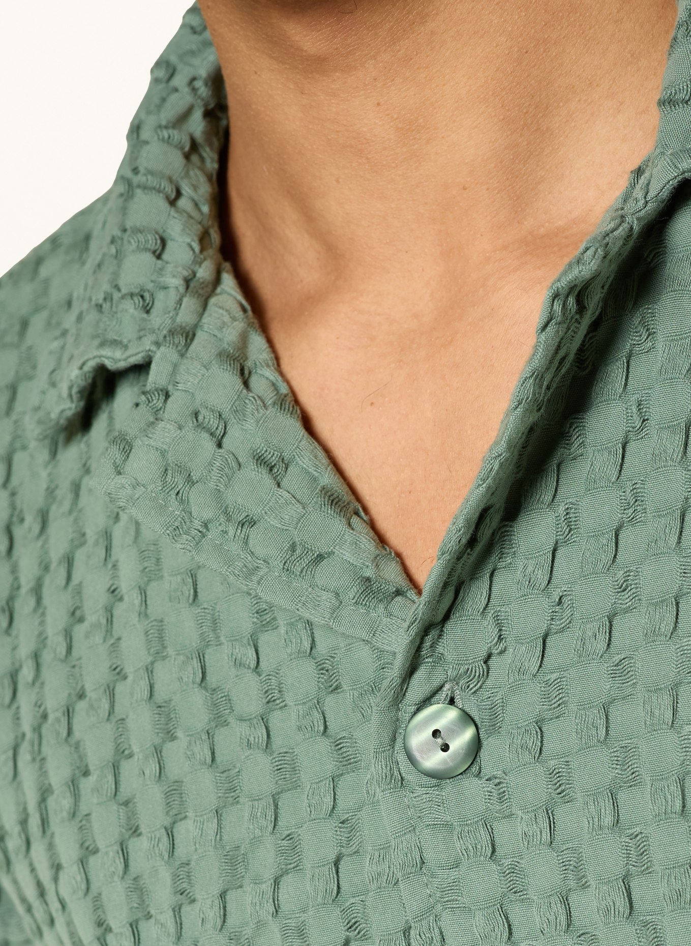 OAS Resorthemd WAFFLE CUBA Comfort Fit: GRÜN