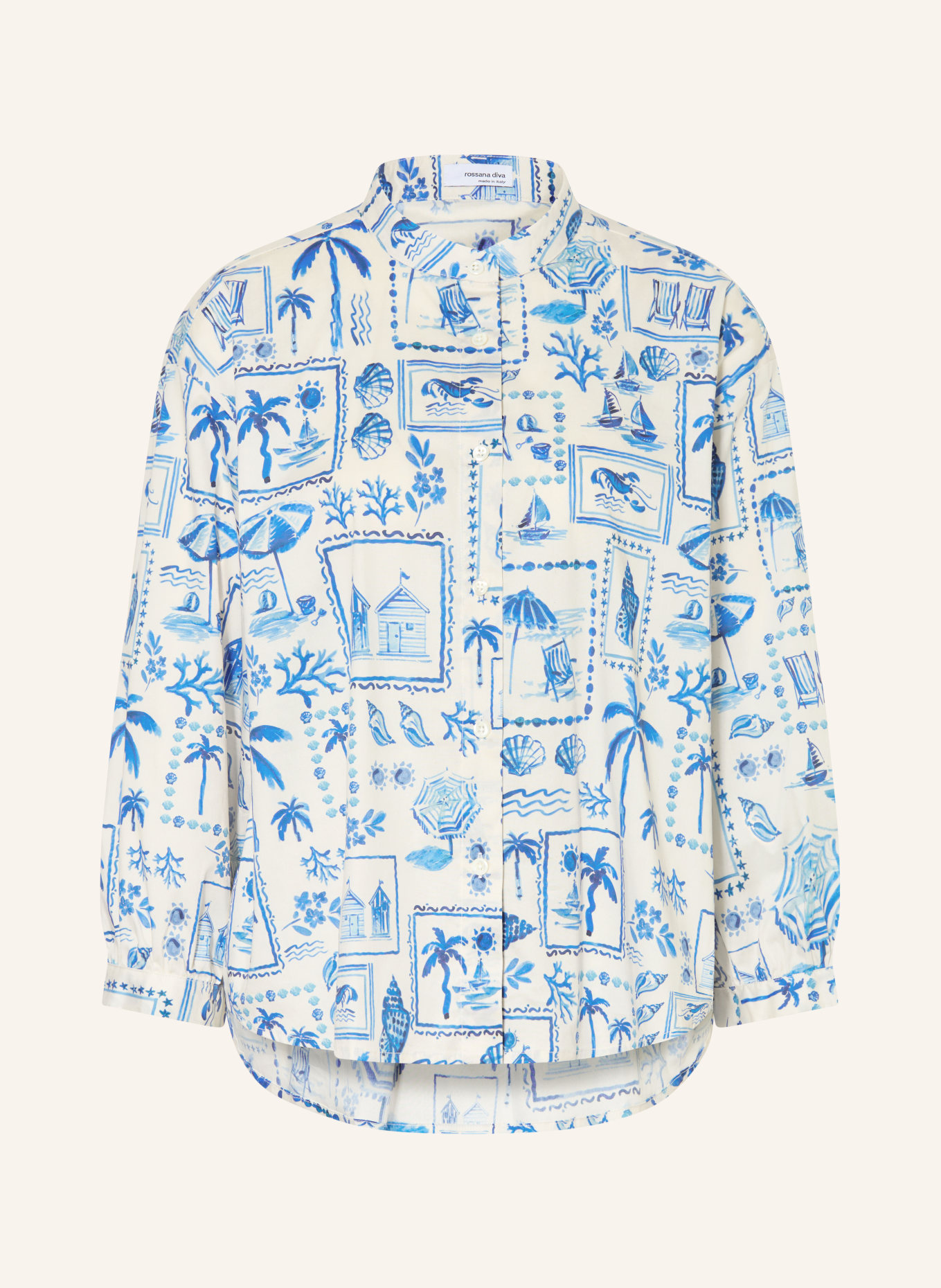 rossana diva Bluzka z rękawami 3/4: BIAŁY / NIEBIESKI