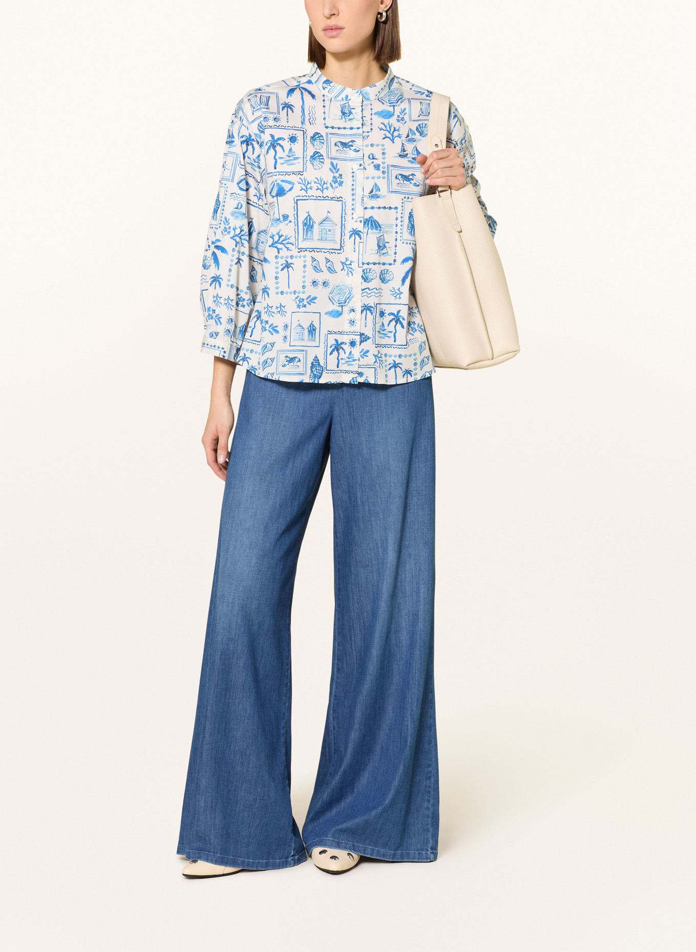 rossana diva Bluzka z rękawami 3/4: BIAŁY / NIEBIESKI