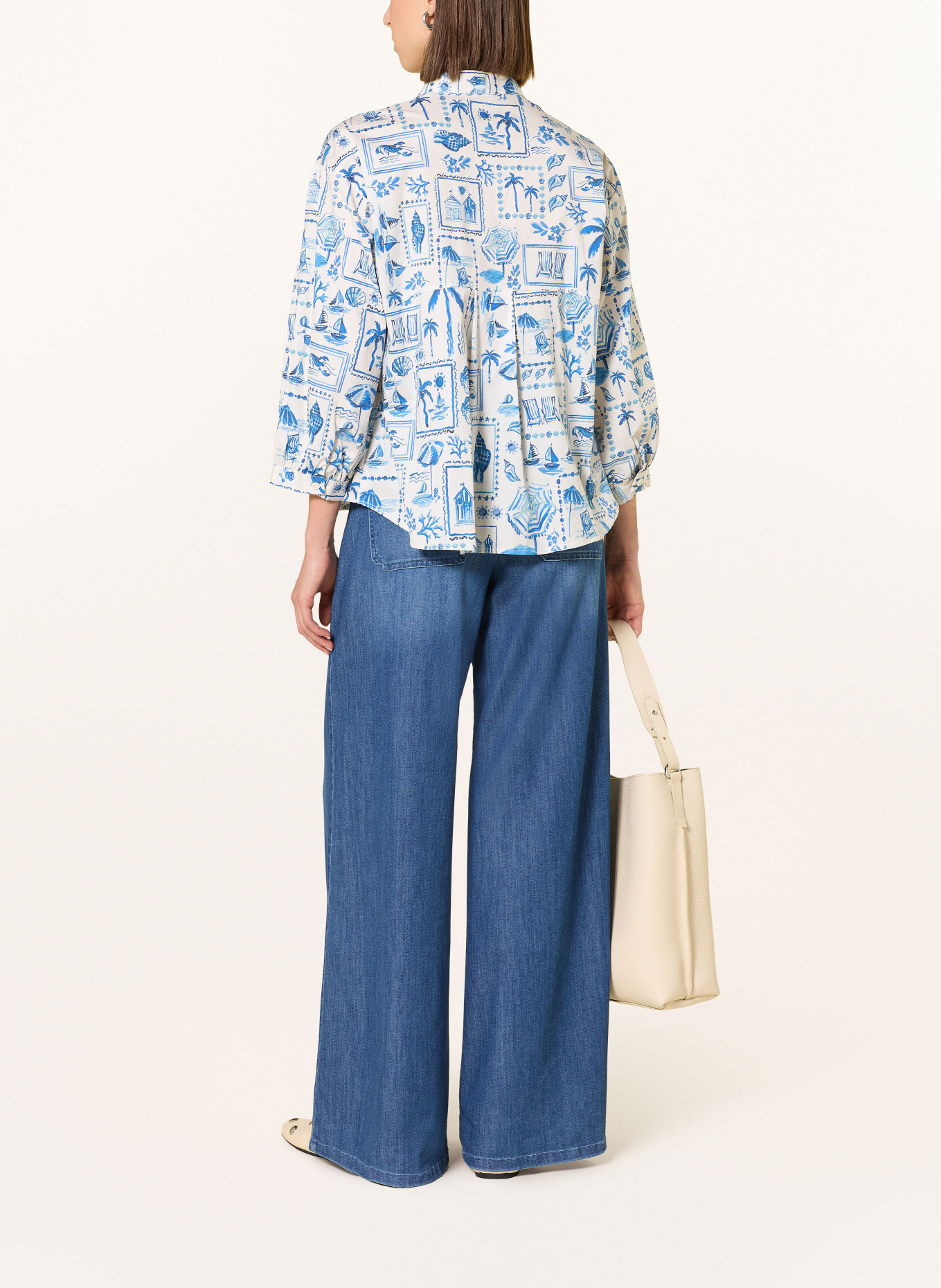 rossana diva Bluzka z rękawami 3/4: BIAŁY / NIEBIESKI