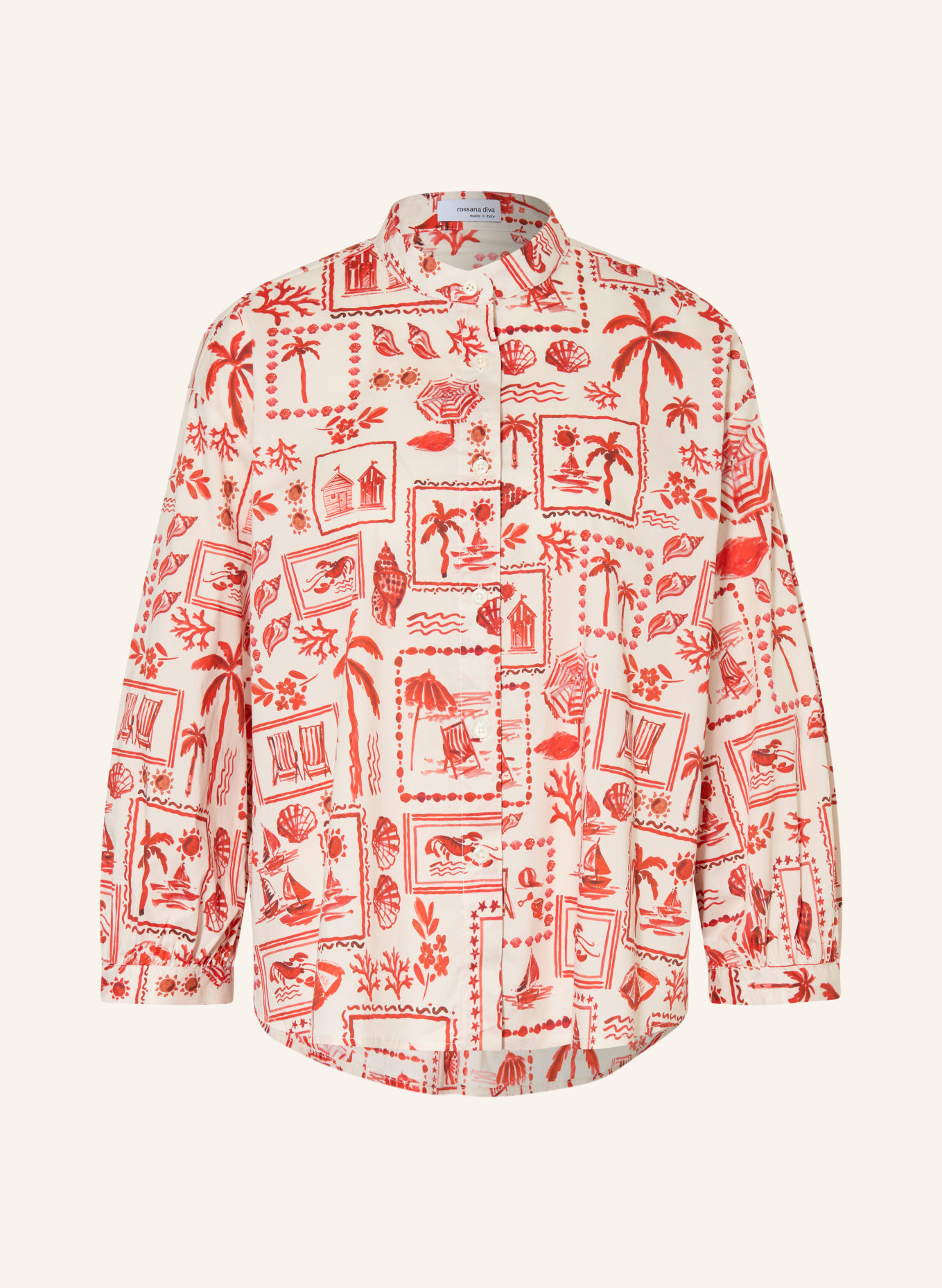 rossana diva Blouse with 3/4 sleeves: WHITE / RED