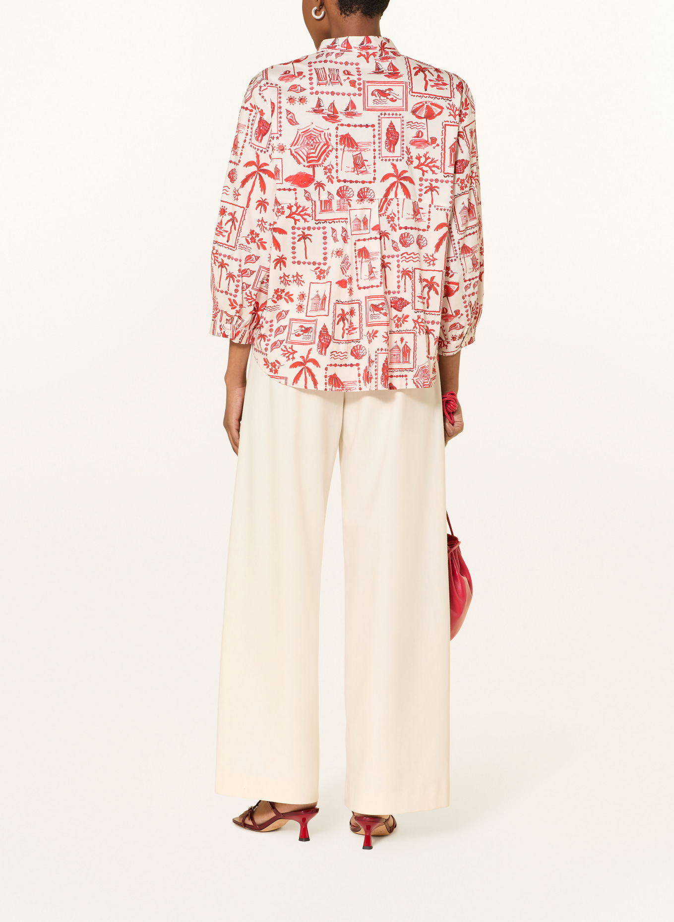 rossana diva Blouse with 3/4 sleeves: WHITE / RED