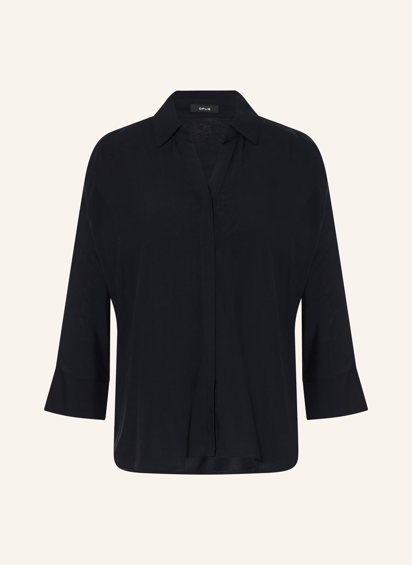 OPUS Hemdbluse FLAVENA im Materialmix mit 3/4-Arm: DUNKELBLAU