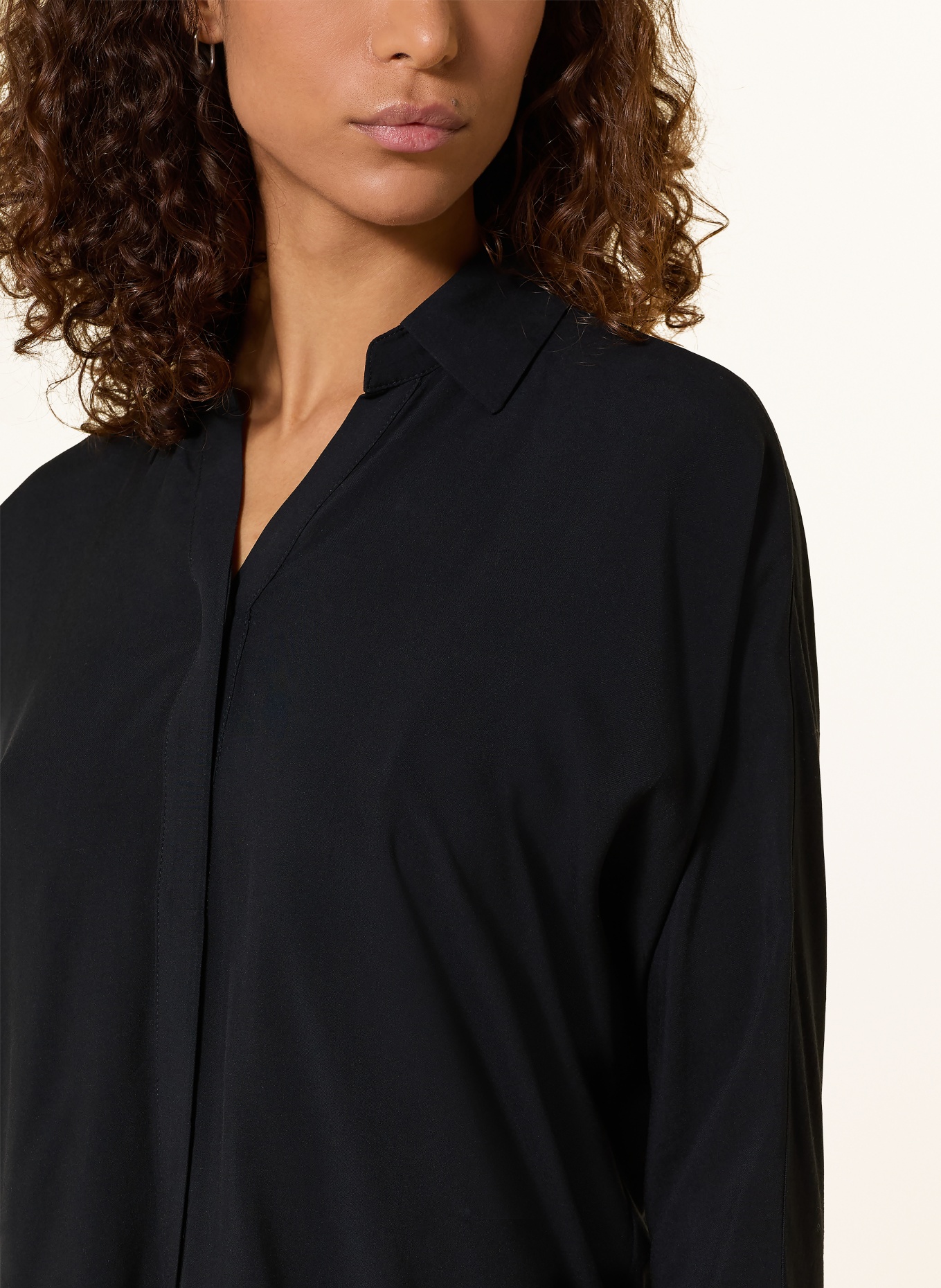 OPUS Hemdbluse FLAVENA im Materialmix mit 3/4-Arm: DUNKELBLAU