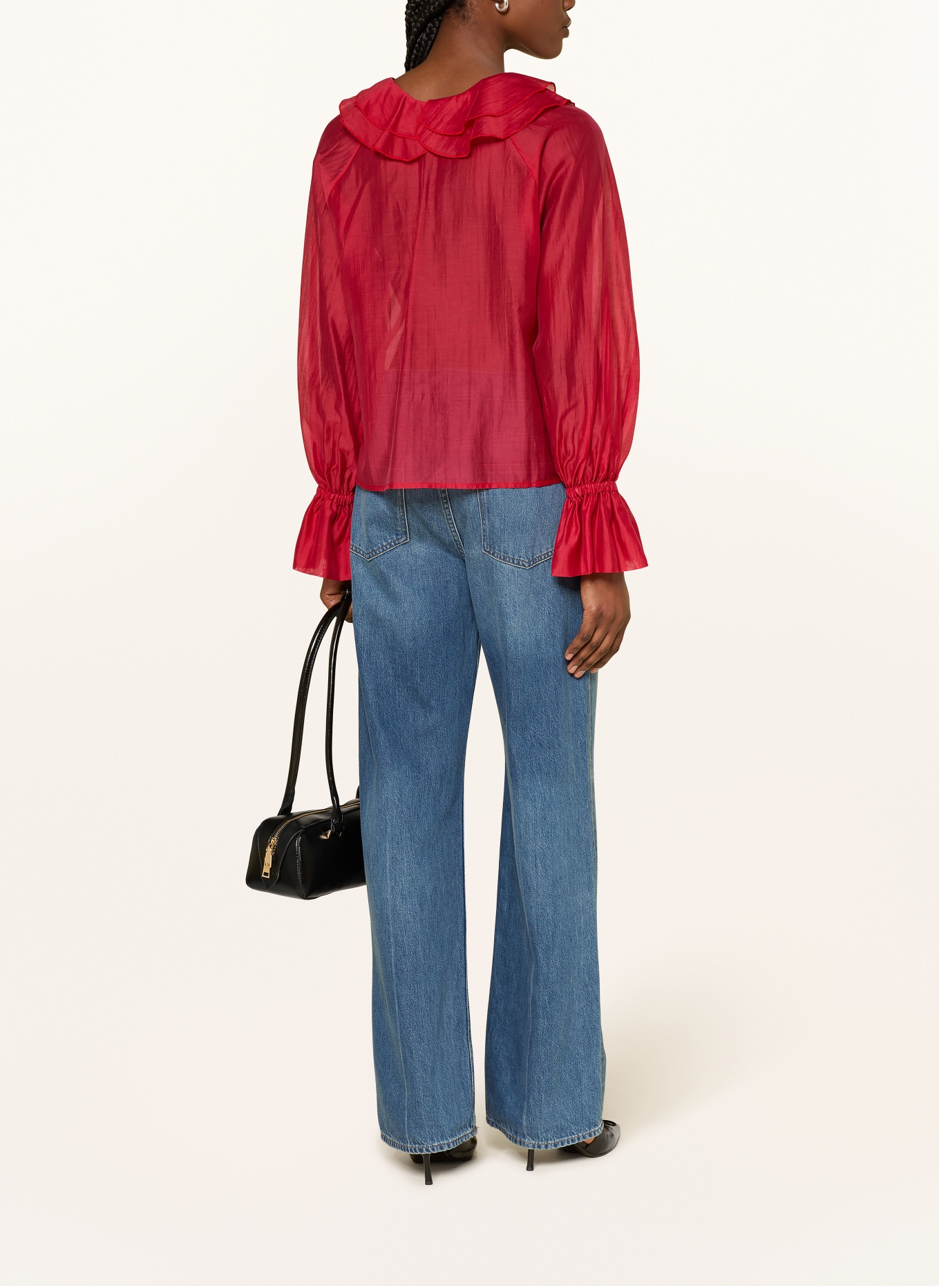 SoSUE Blusenshirt mit Volants: ROT