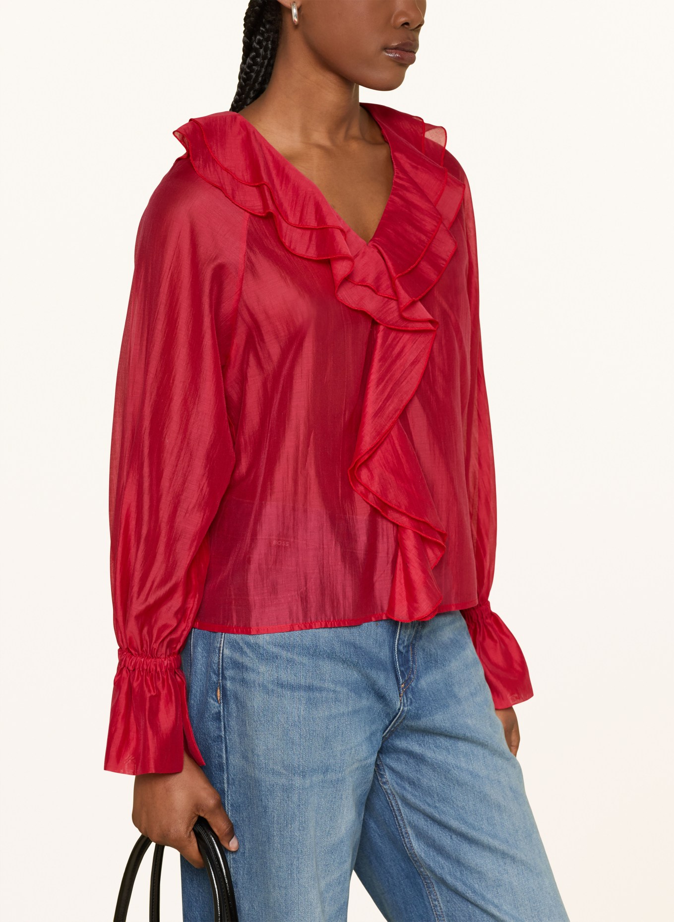 SoSUE Blusenshirt mit Volants: ROT