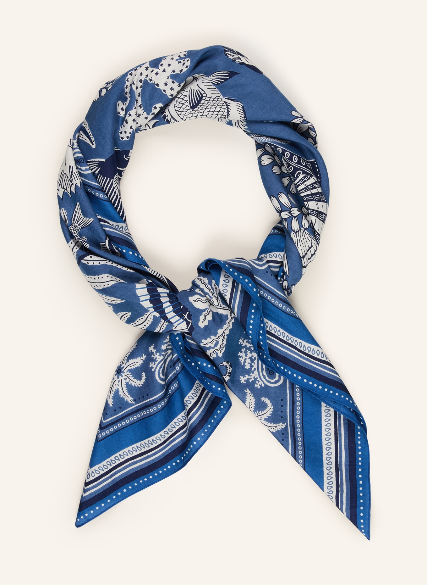 INOUI EDITIONS Tuch NEPTUNE mit Seide: BLAU / DUNKELBLAU / WEISS