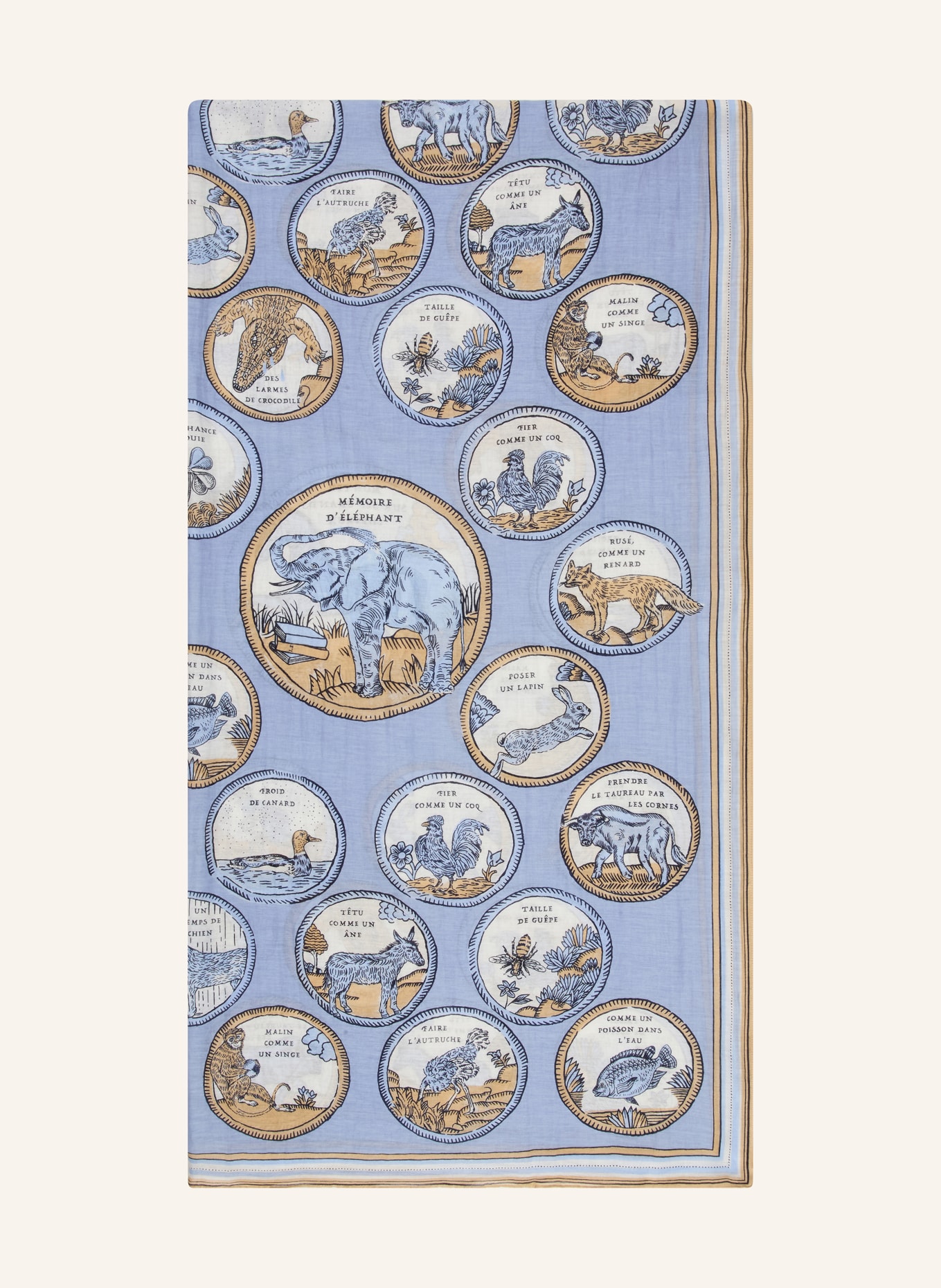 INOUI EDITIONS Šátek CHANCE INOUI: TMAVĚ MODRÁ / BÉŽOVÁ / KRÉMOVÁ