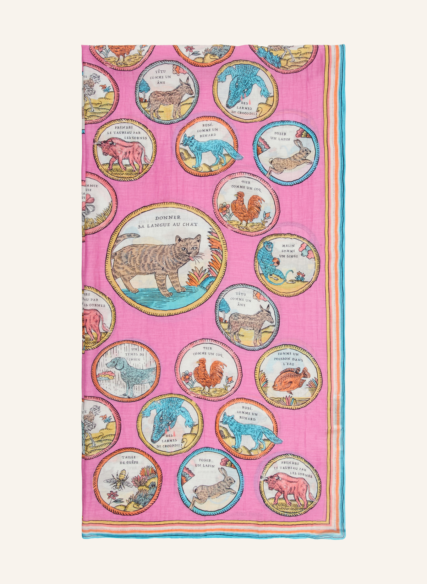 INOUI EDITIONS CHANCE INOUI scarf: PINK / YELLOW / LIGHT BLUE