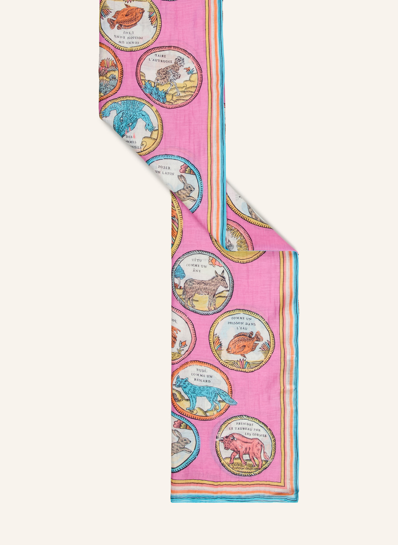 INOUI EDITIONS CHANCE INOUI scarf: PINK / YELLOW / LIGHT BLUE