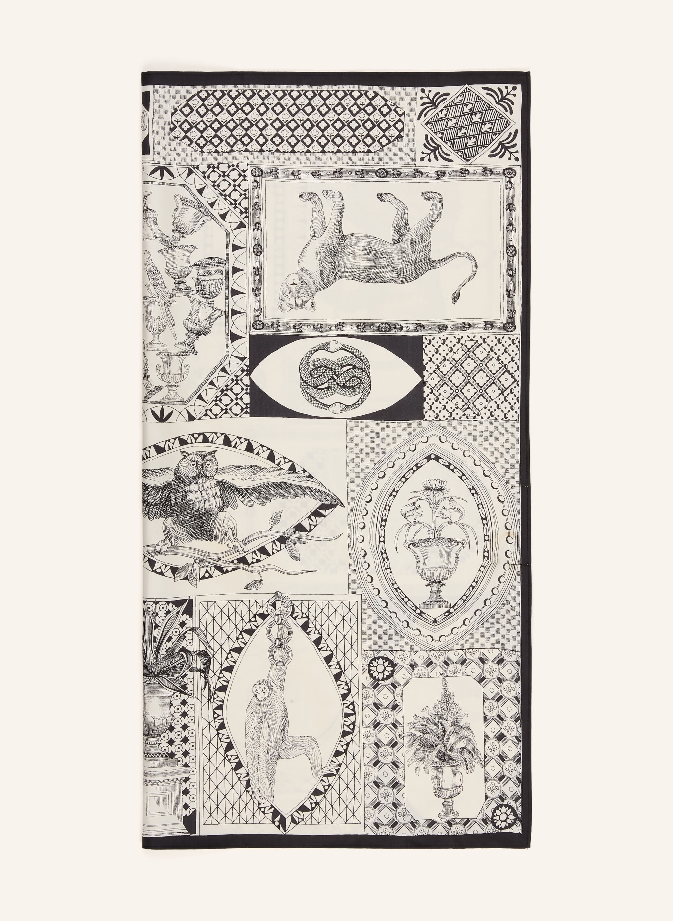 INOUI EDITIONS Seidentuch BAROCCO: CREME / SCHWARZ