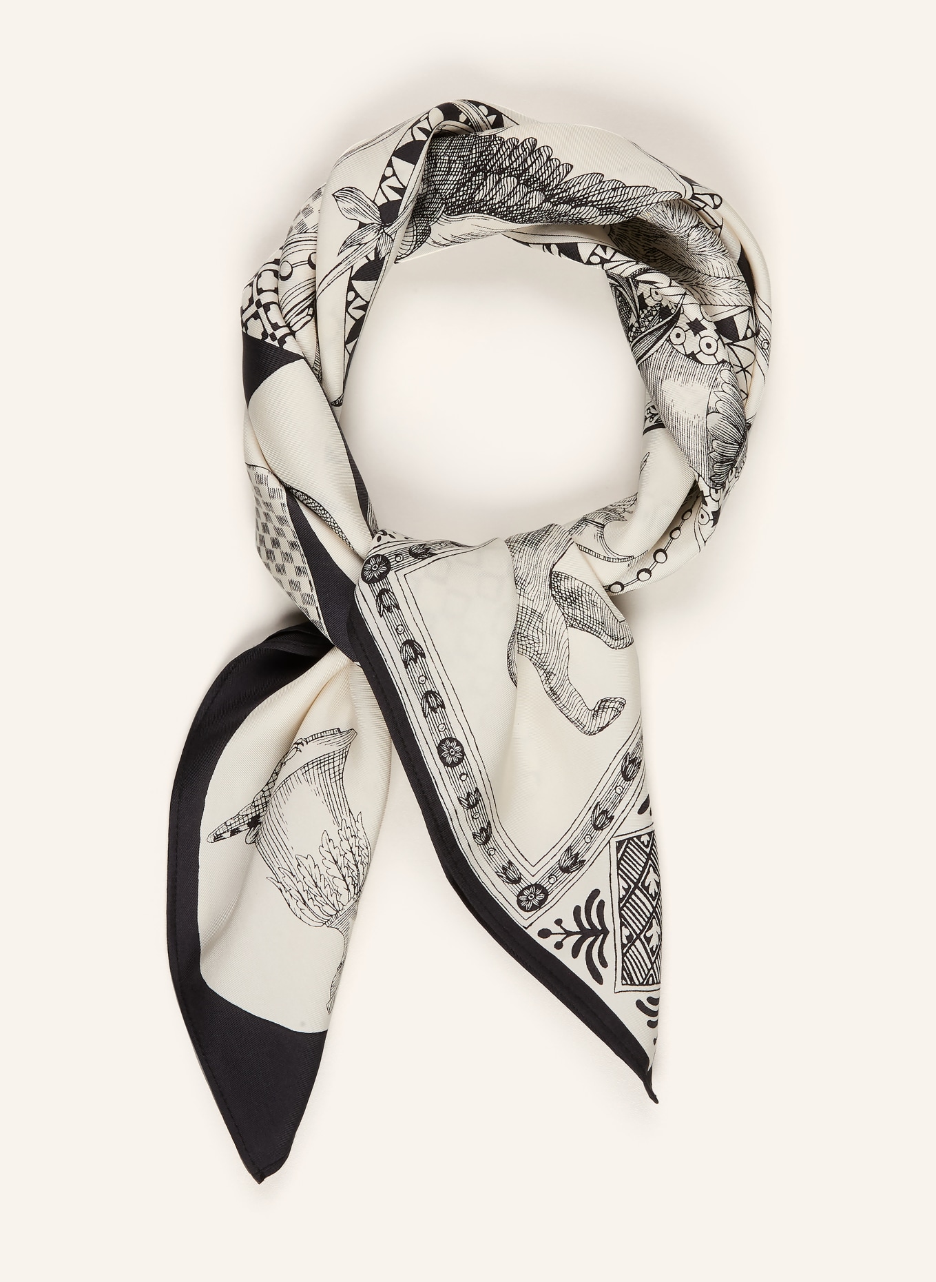 INOUI EDITIONS Seidentuch BAROCCO: CREME / SCHWARZ