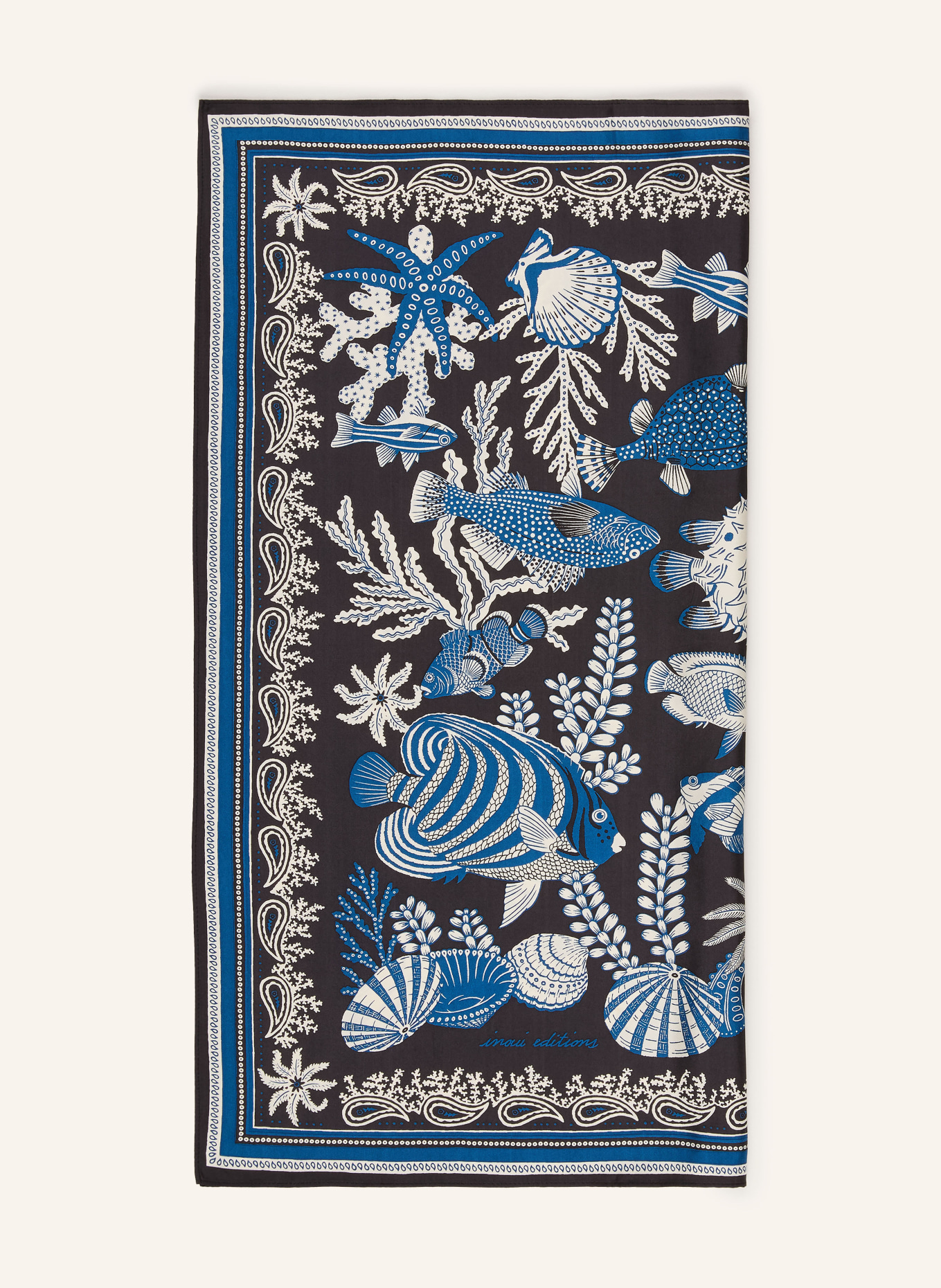 INOUI EDITIONS Seidentuch BANDANA: SCHWARZ / BLAU / WEISS