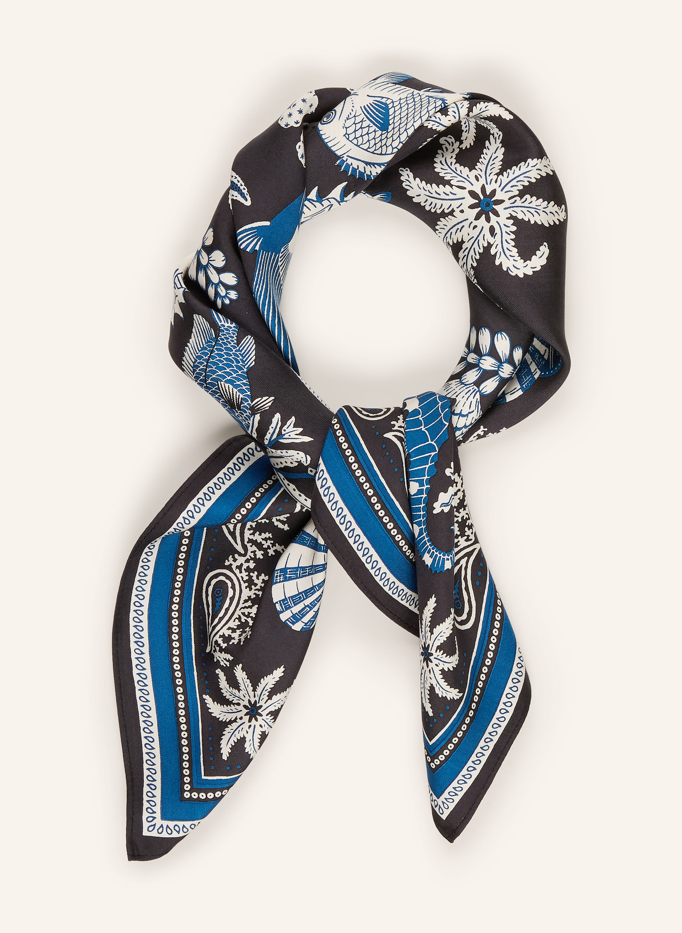 INOUI EDITIONS Seidentuch BANDANA: SCHWARZ / BLAU / WEISS