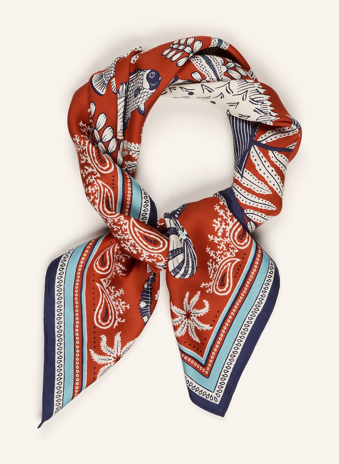 INOUI EDITIONS Seidentuch BANDANA: DUNKELORANGE / BLAU / WEISS